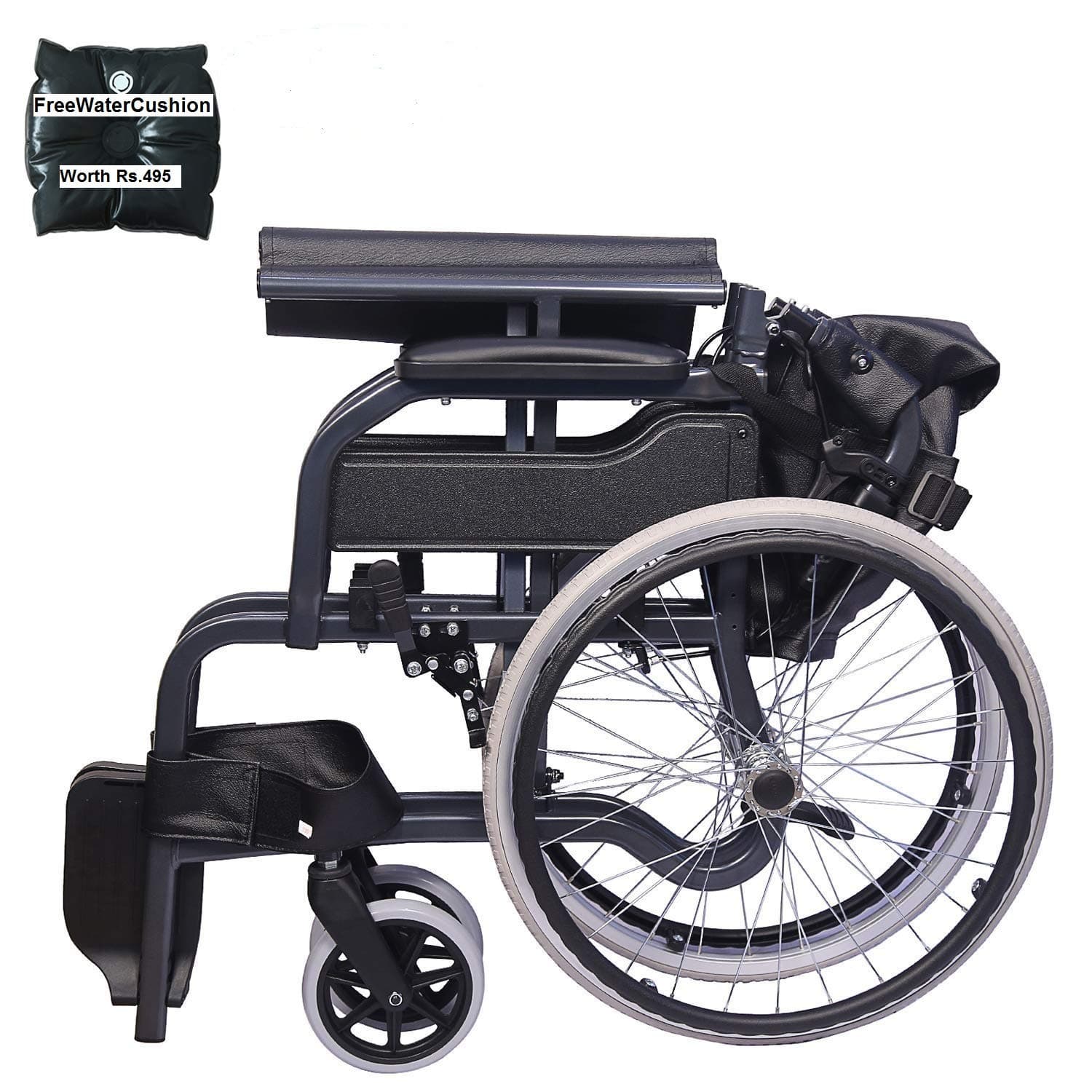 KHL Wheelchair with Foldable Back Rest (Diamond Black)