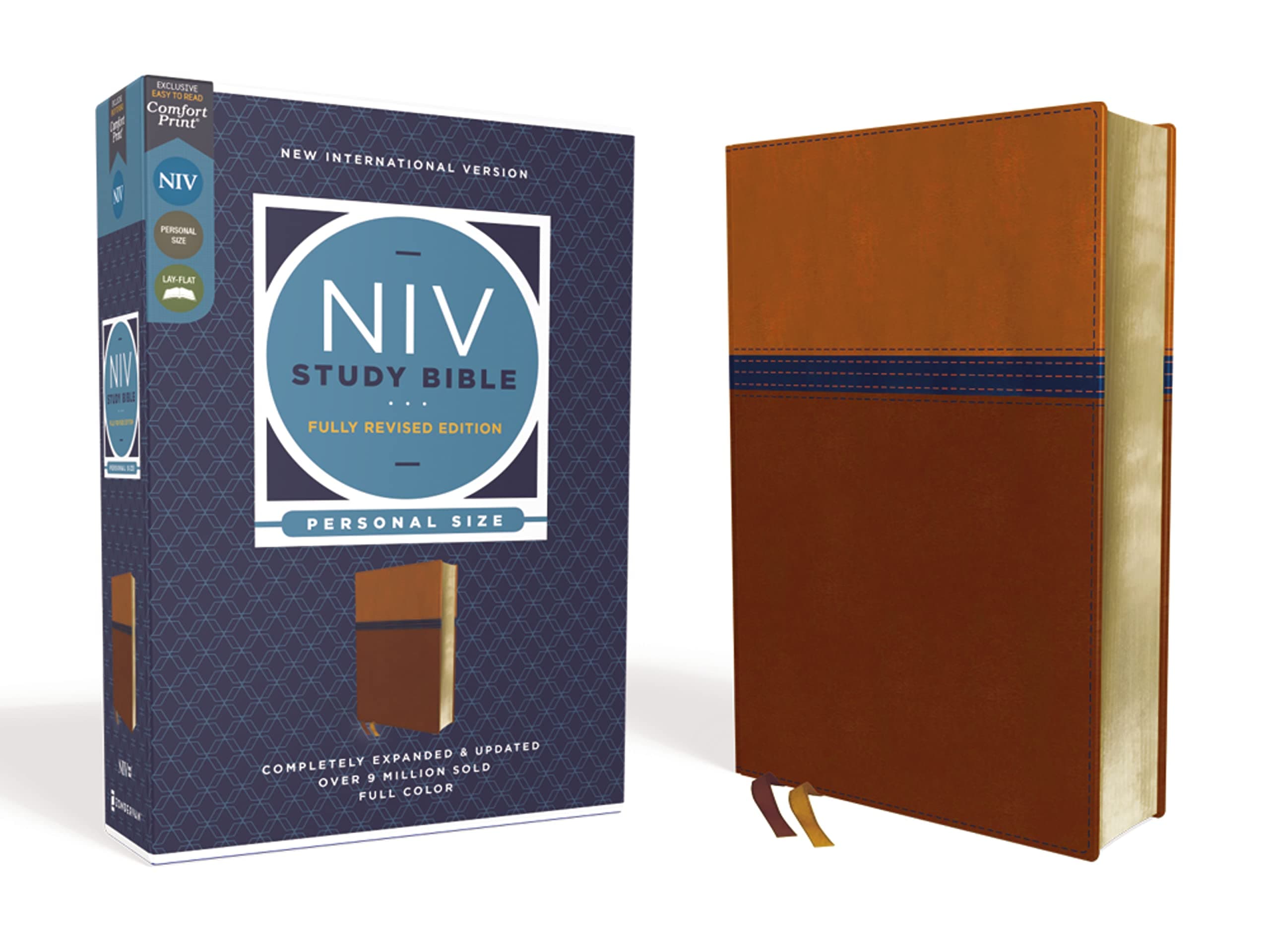 NIV Study Bible, Fully Revised Edition, Personal Size, Leathersoft, Brown/Blue, Red Letter, Comfort Print: New International Version, Study Bible, ... Brown/blue, Red Letter, Comfort Print