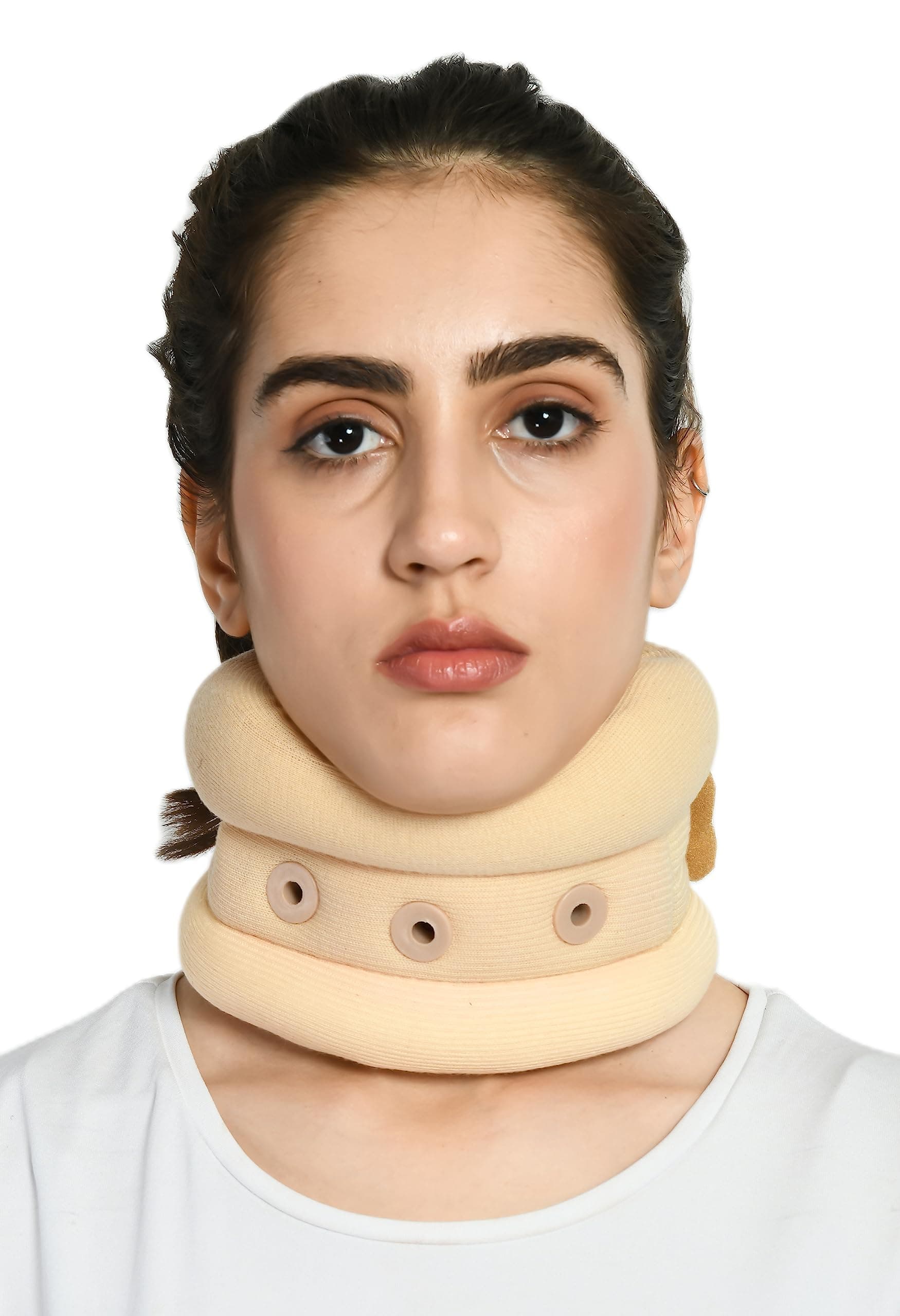 ZEDAN Soft Foam Universal Cervical Collar | Adjustable Neck Support Brace | For Sleeping - Relieves Neck Pain & Spine Pressure | Neck Collar After Whiplash or Injury | For Women & Men - (L, Beige)
