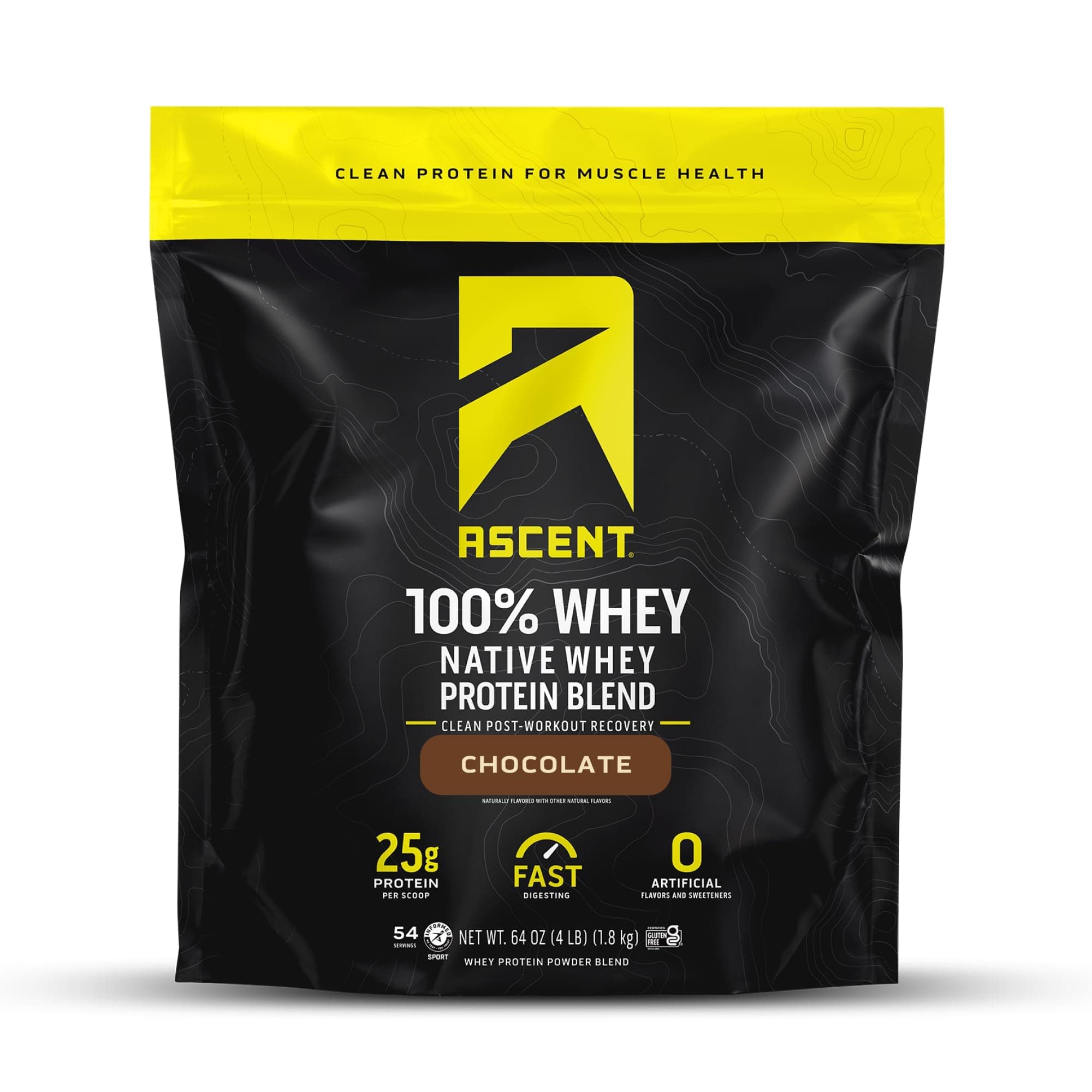 100% Whey Protein Powder - Post Workout Whey Protein Isolate, Zero Artificial Flavors & Sweeteners, Soy & Gluten Free, 5.5g BCAA, 2.6g Leucine, Essential Amino Acids, Chocolate 4 lb