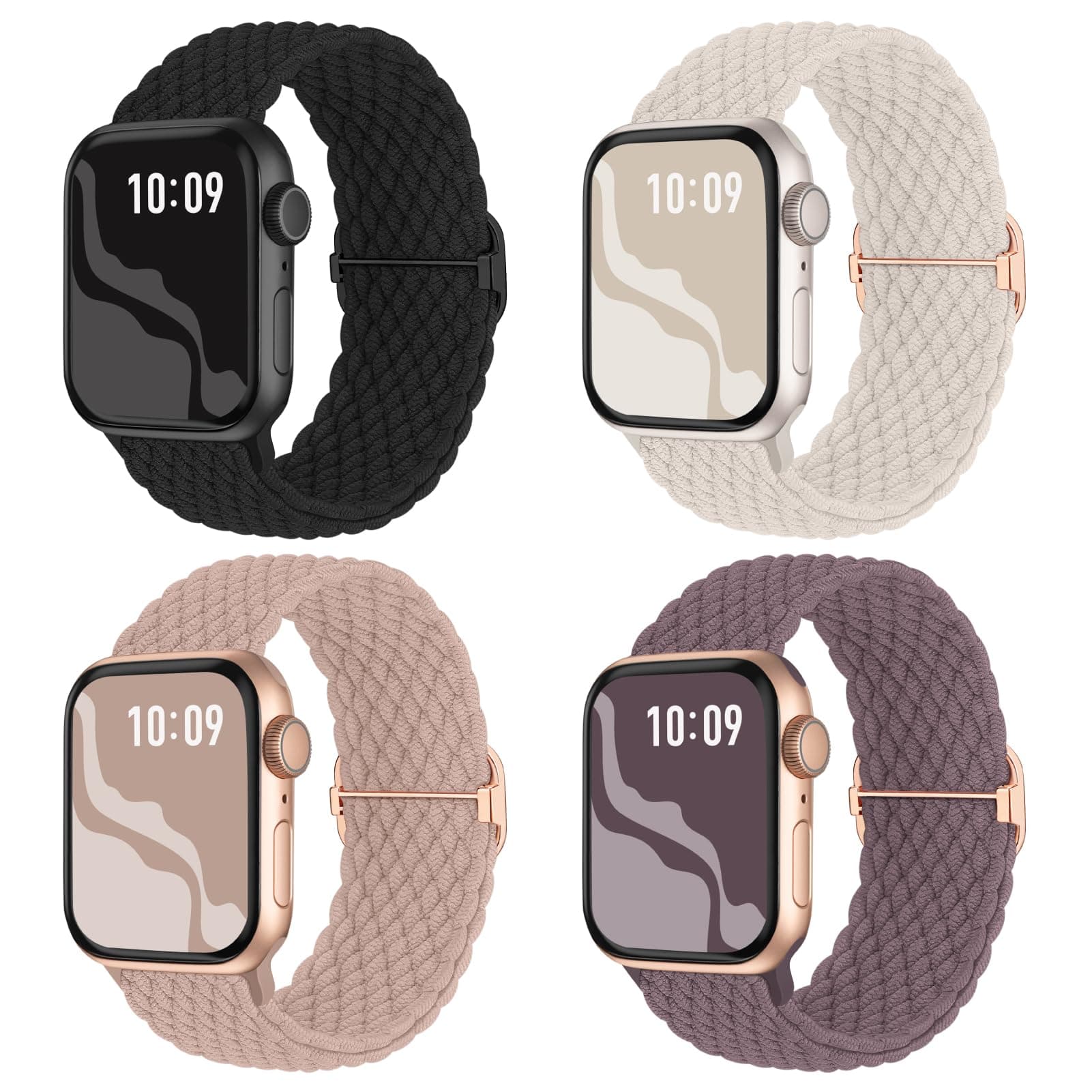 Braided Stretchy Solo Loop Compatible for Apple Watch Band 38mm 40mm 41mm 42mm 44mm 45mm 46mm 49mm for Women Men, Nylon Elastic Straps Wristbands for iWatch Series 11/10 9 8 7 6 5 4 3 SE/Ultra 3 2 1