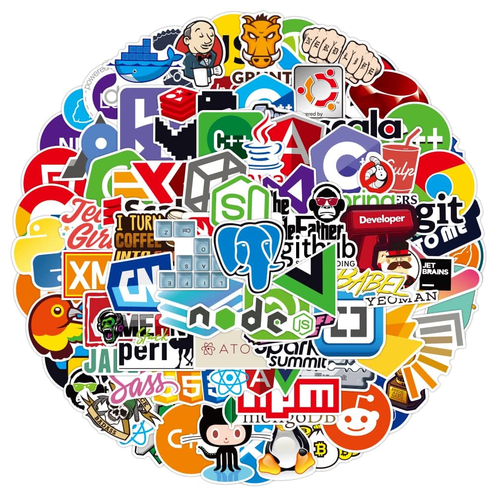 102Pcs Programmer Stickers Pack for Laptop，Funny Science Decals for Teens，Vinyl Waterproof Math Sticker for Water Bottles，Phone，Hard Hat，Skateboard，Scrapbooking，Gifts for Kids/Adults