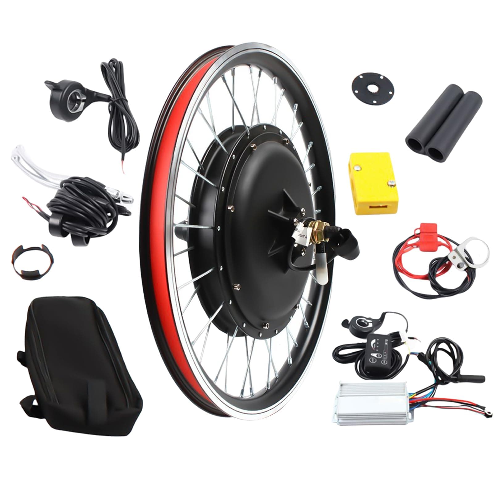 20 Inch E-Bike Front/Rear Wheel Conversion Kit, Electric Bike Hub Motor Brushless & Toothless Motor Set for V brake & Disc brake, without Battery
