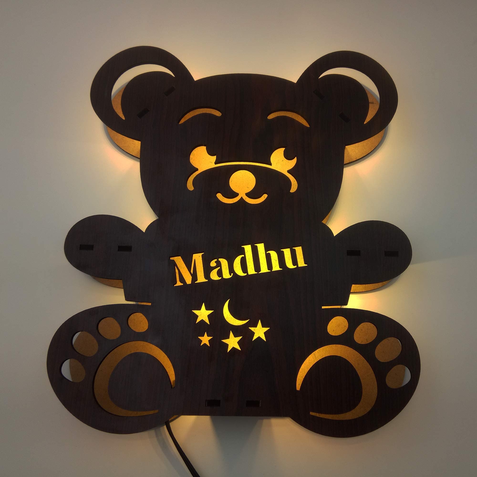 lampees Engineered Wood Night Lamp, Brown