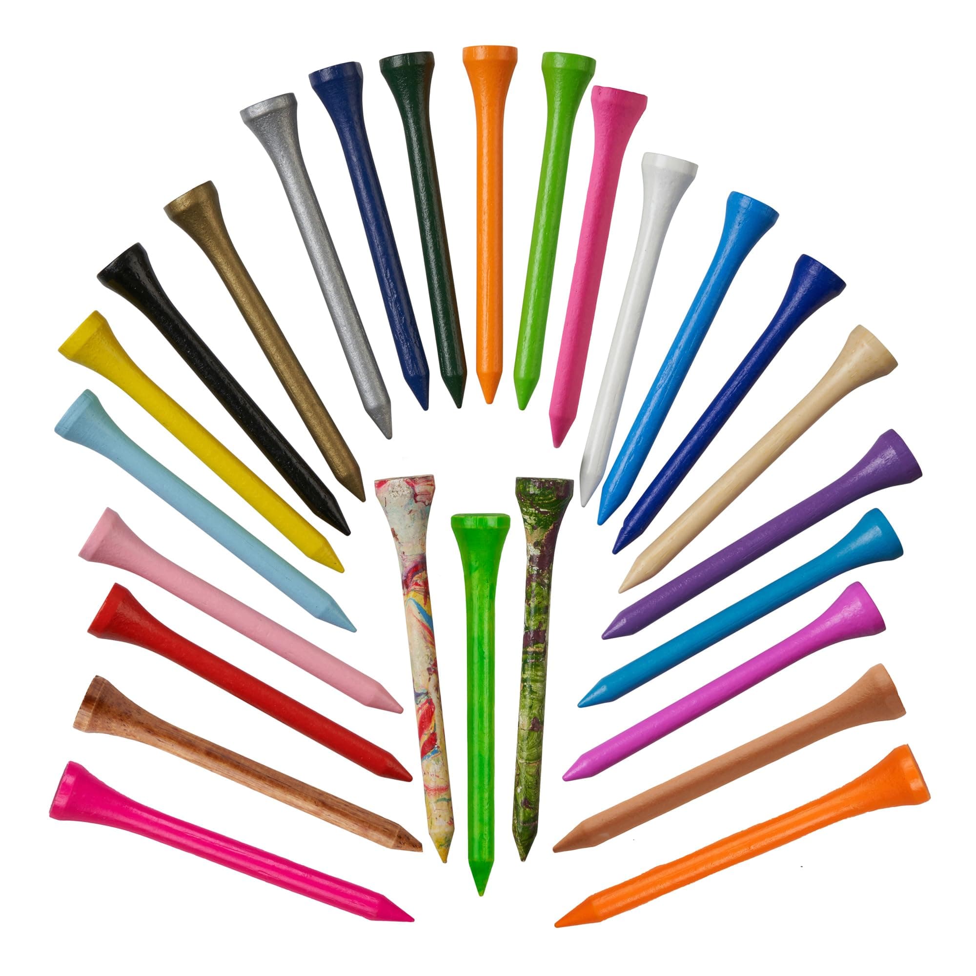 70mm 2 3/4" Mixed Colour Bamboo Golf Tees Tee Pegs Biodegradable Pack of 100