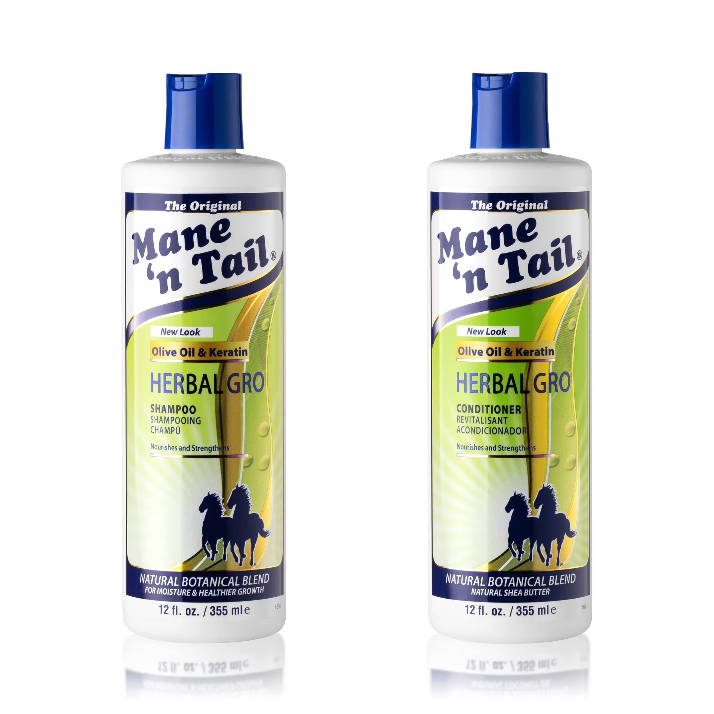 Mane 'n Tail: Herbal Gro Shampoo + Conditioner (12 oz Each), Olive Oil Complex That Helps Strengthens & Nourishes Hair
