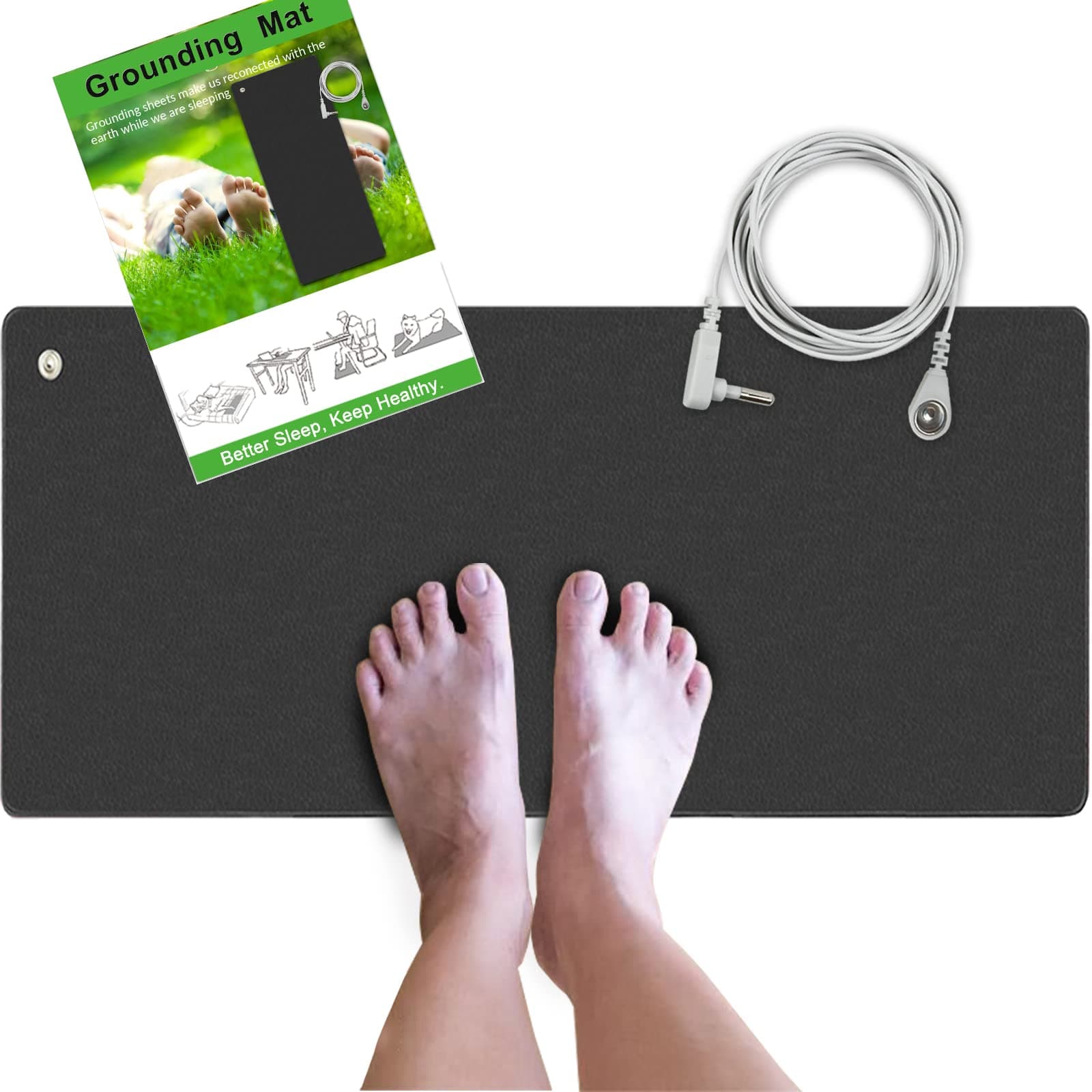 Earthed Universal Grounding Mat - Large, Computer Mouse Pad and Grounding Foot Mat, Reduce Pain and Inflammation, Relieve The Stress and Keep Healthy (39.4x11.8 Inch)