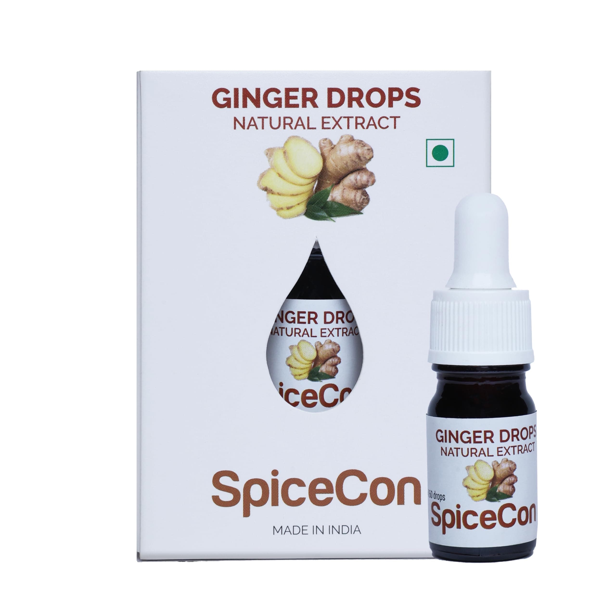 Ginger Drops | Ginger (Adarak) Extract | Natural Extract | No Additives | No Preservatives | Vegan Product | 5 mL (180 drops)