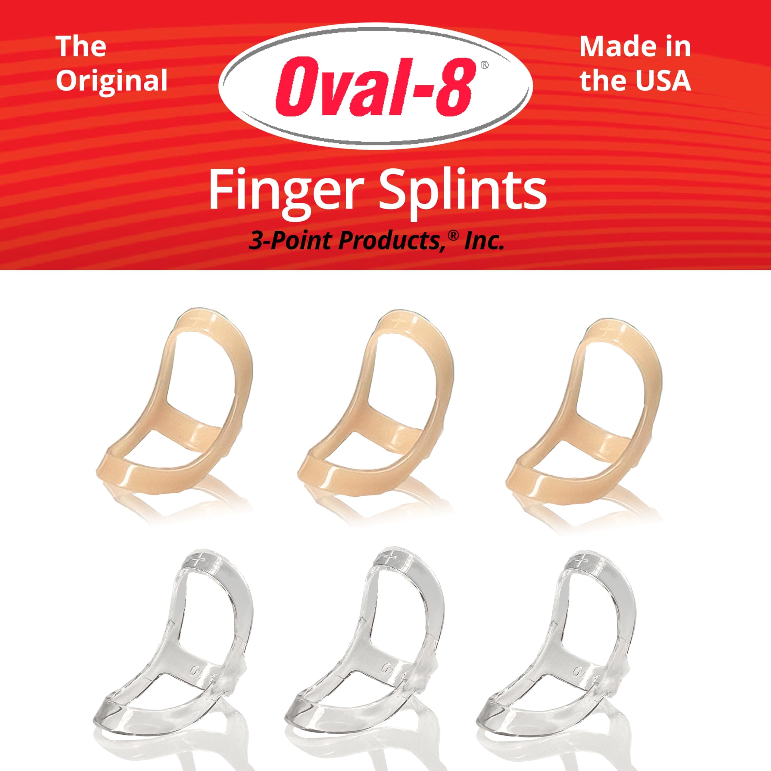 Oval-8 Finger Splint, Support and Protection for Arthritis, Trigger Finger or Thumb, and Other Finger Conditions, Size 7 (Pack of 3) available in Beige or Clear