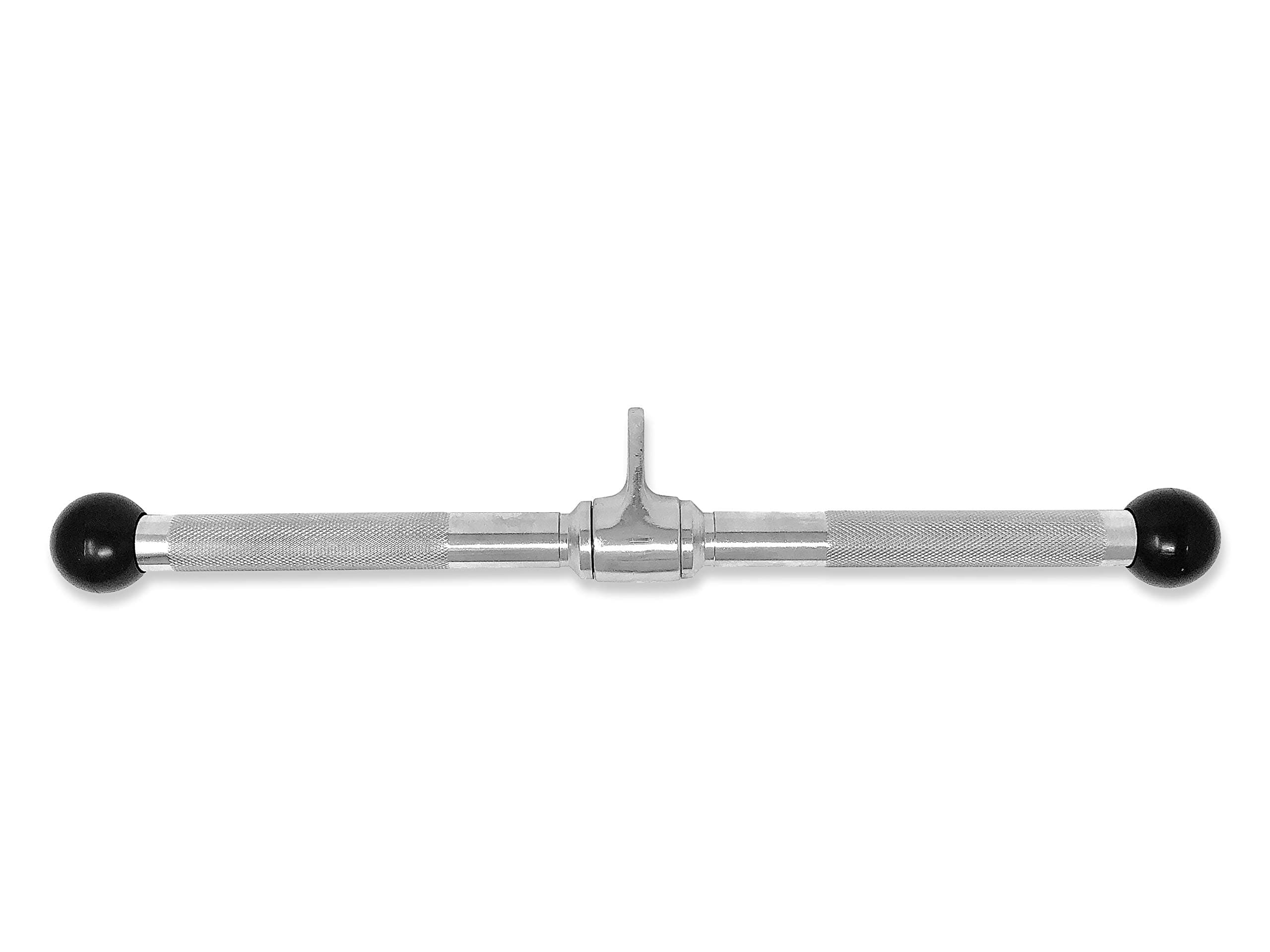 Revolving Straight Bar Attachment for Cable Machine | Smooth Rotating Joint | Heavy Duty Steel | Professional Curling Bar for Isolating Biceps, Triceps & More (Chrome, with Rubber Ends)