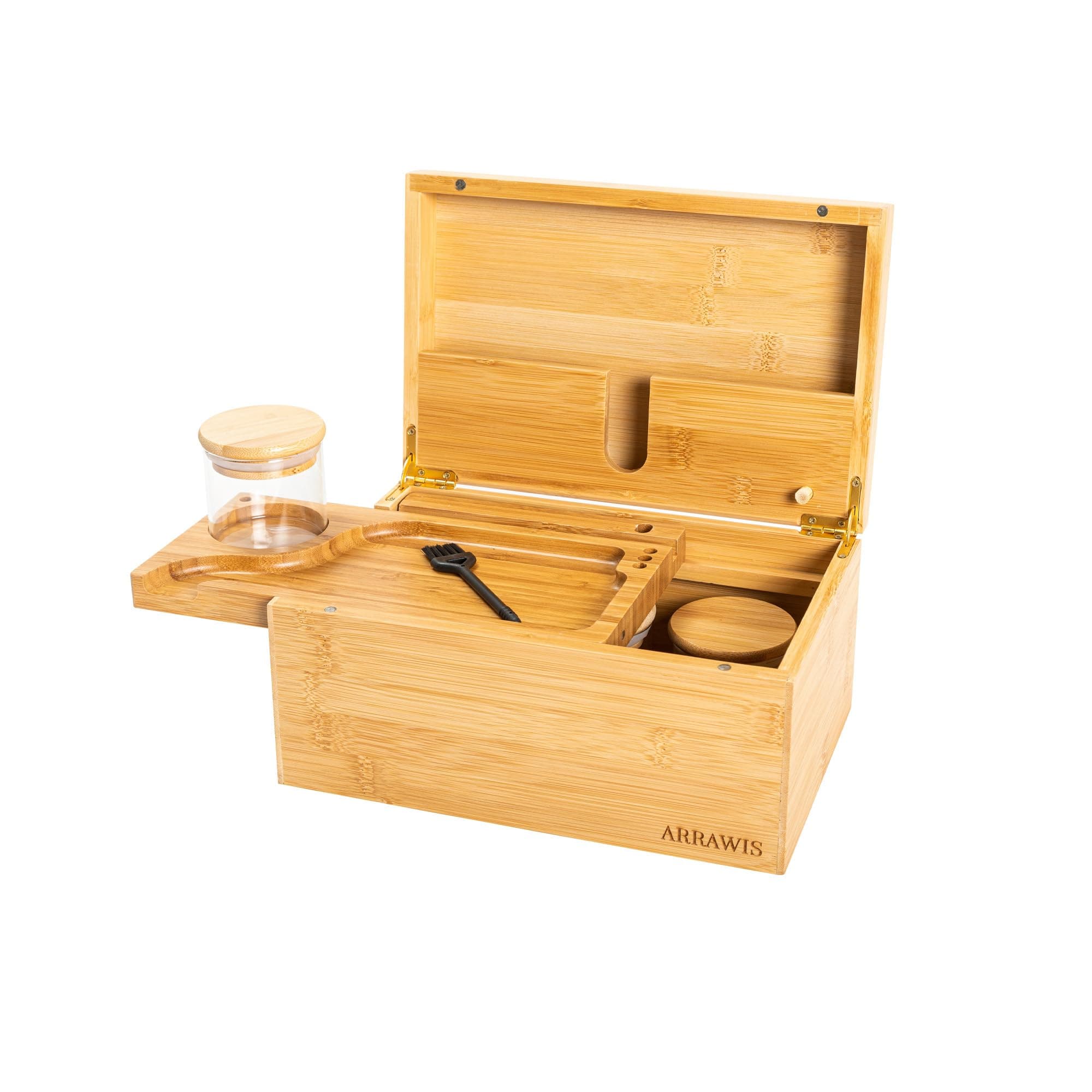 Bamboo Stash Box Combo with Accessories Bamboo Decorative Storage Box
