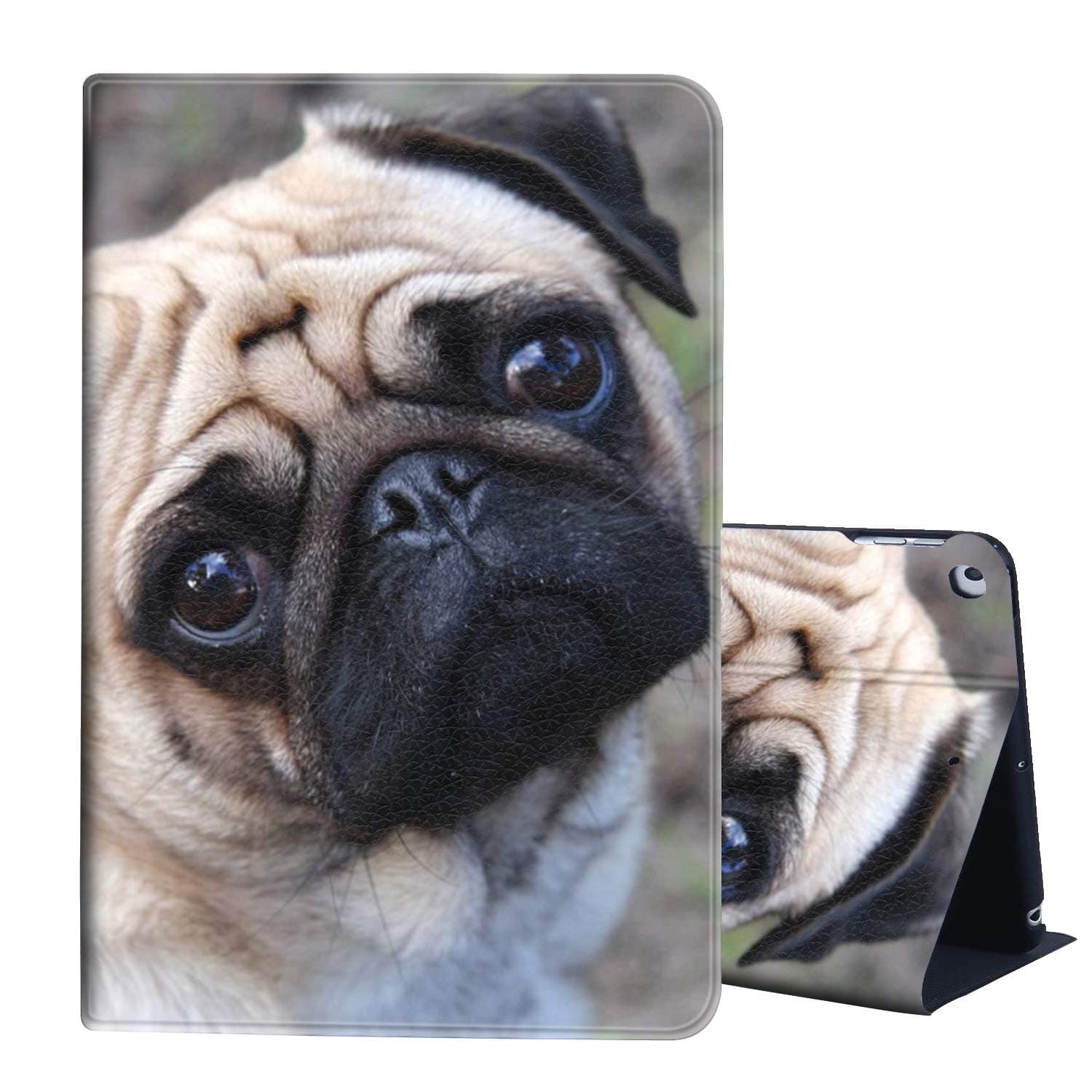 iPad 10.2 Case for iPad 9th Generation 2021,iPad 8th Gen Case 2020,iPad 7th Gen 2019 Case,PU Leather Smart Stand Cover with Auto Wake/Sleep for Apple iPad 10.2 Inch,Funny Pug Dog