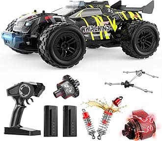 DEERC 1611 1/14 Fast Brushless RC Car for Adults, 43 MPH High Speed 4x4 Off-Road RC Truck, Waterproof Monster Truggy, All Terrain Remote Control Drift Car for Boys 8-12, 2 Batteries, 3S Lipo Compatibl