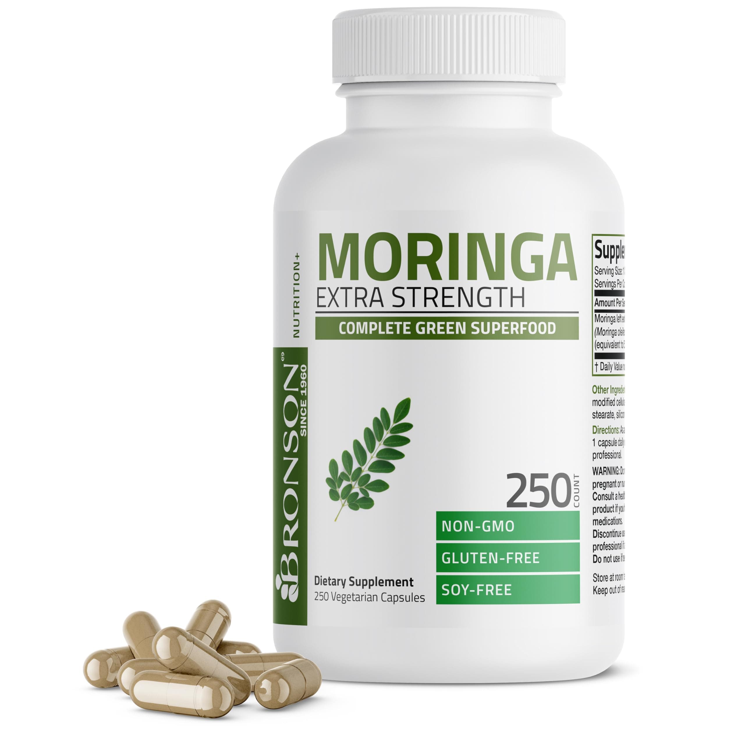 Moringa Extra Strength Capsules Moringa Oleifera Powder, 250 Count