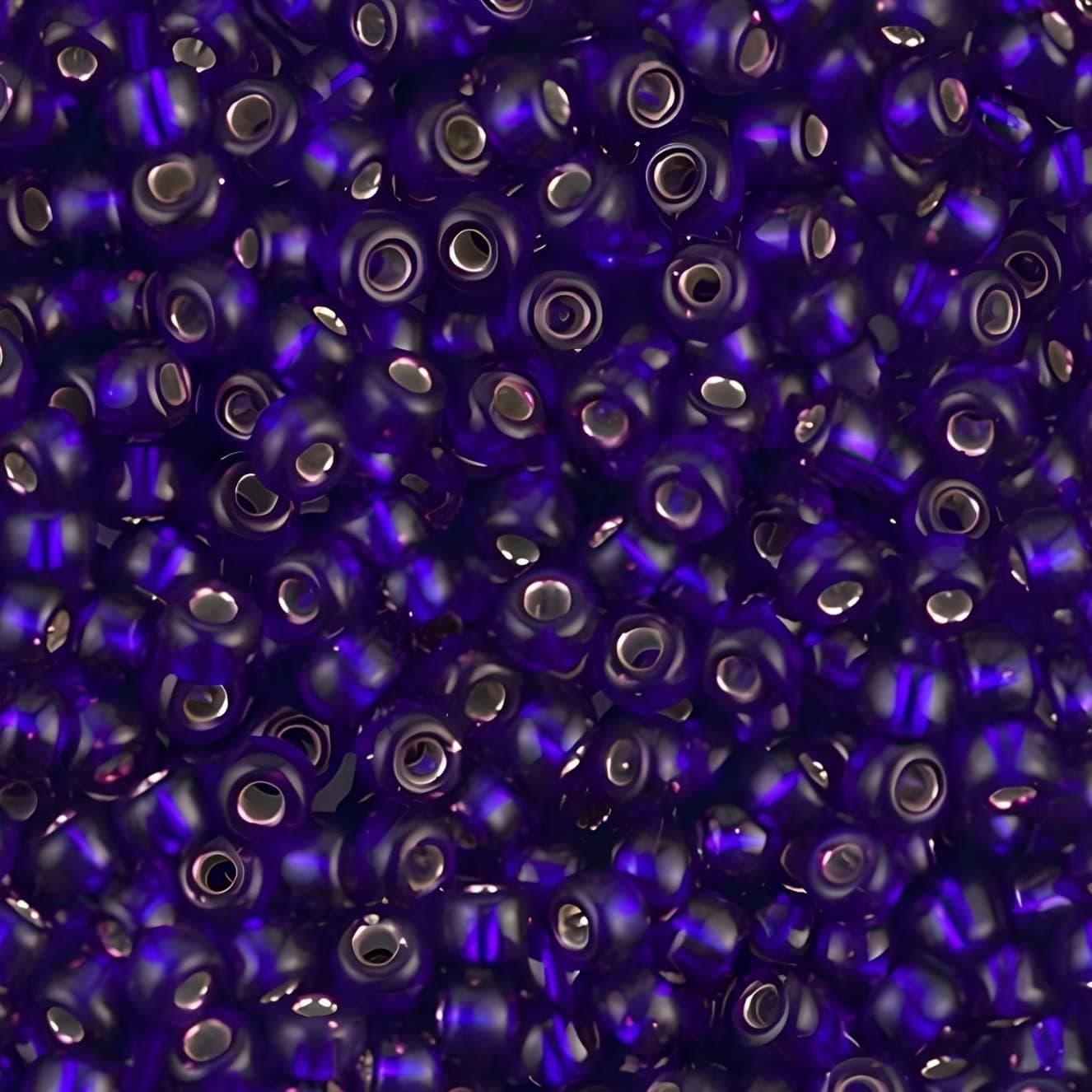 Round Seed Beads Size 8/0 22 Grams Silver Lined Dark Violet