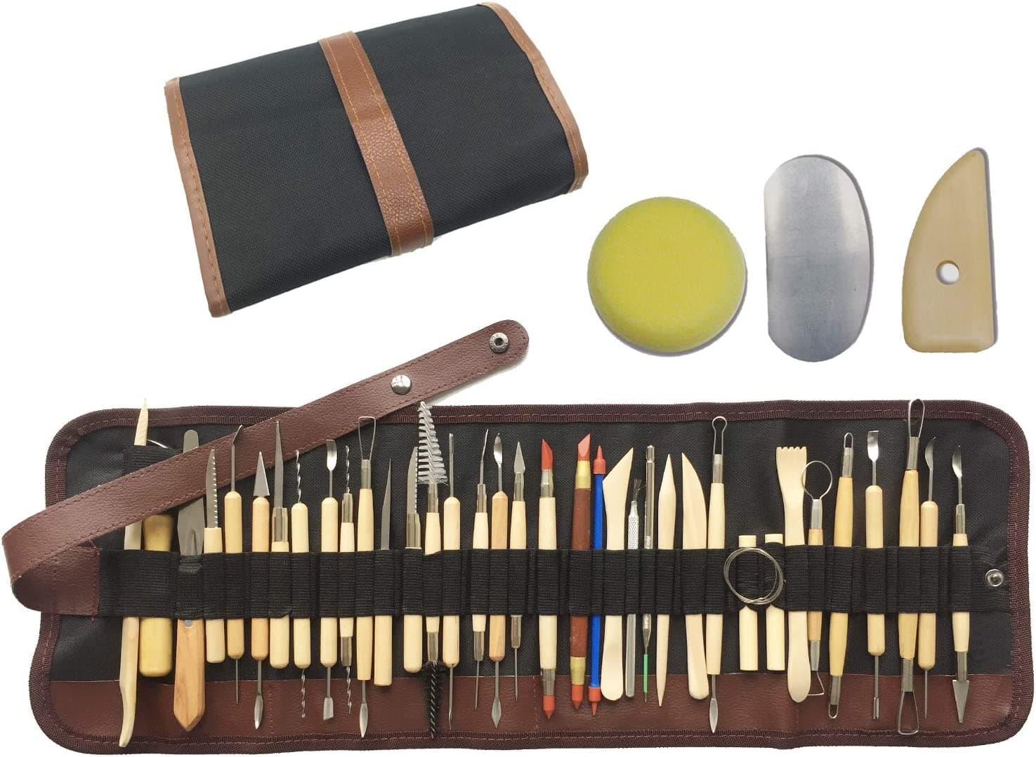Wartoon Clay Sculpting Tools, 30Pack Sculpting Tools Pottery Clay Tools Clay Tools Pottery Clay Sculpting Tools Sculpting Clay with Reusable Pouch for Polymer Clay Pottery Ceramic Art Craft