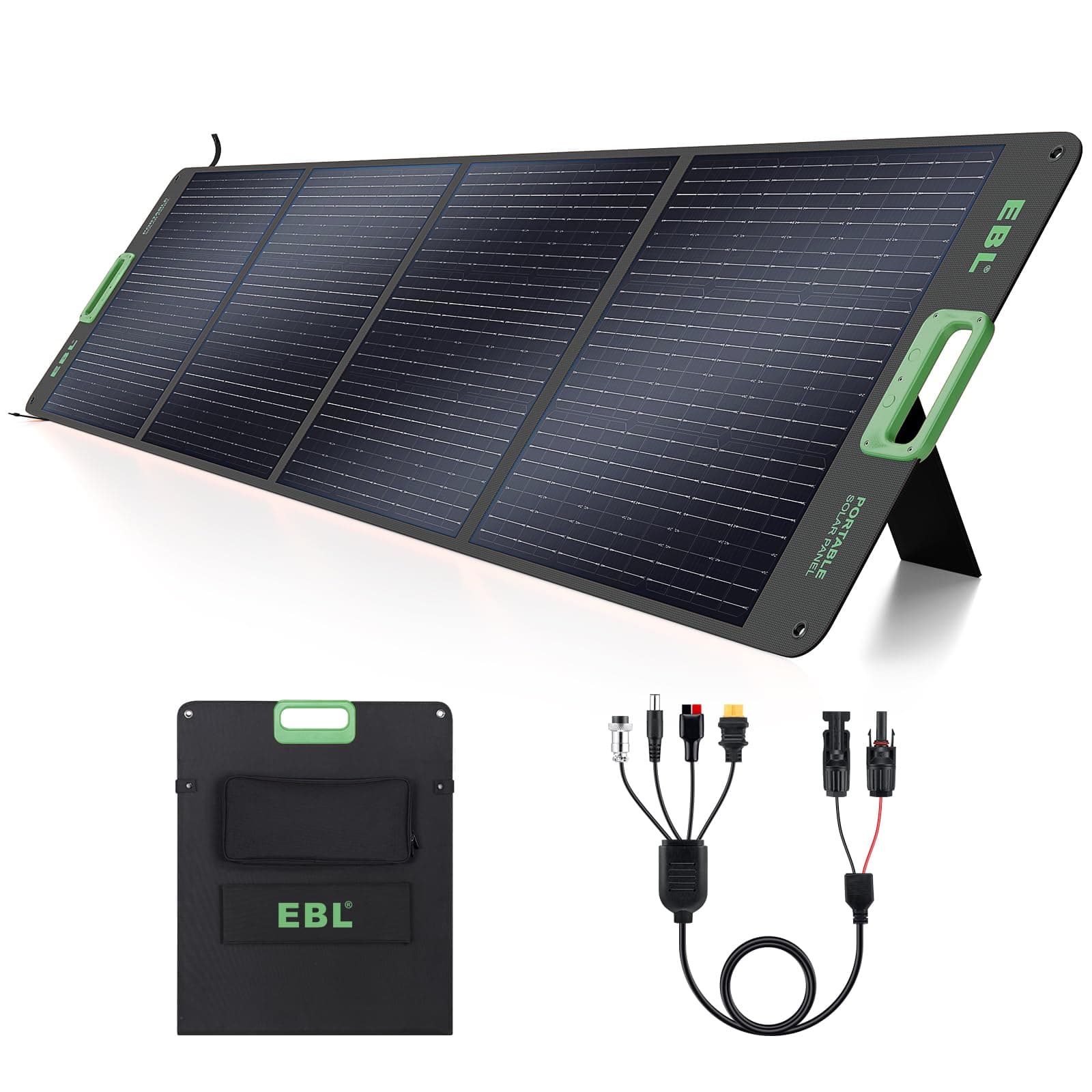 200W Portable Solar Panel for Power Station, Waterproof IP65 Foldable Solar Panel with MC-4 Anderson Output Connector for RV, Camping, Blackout