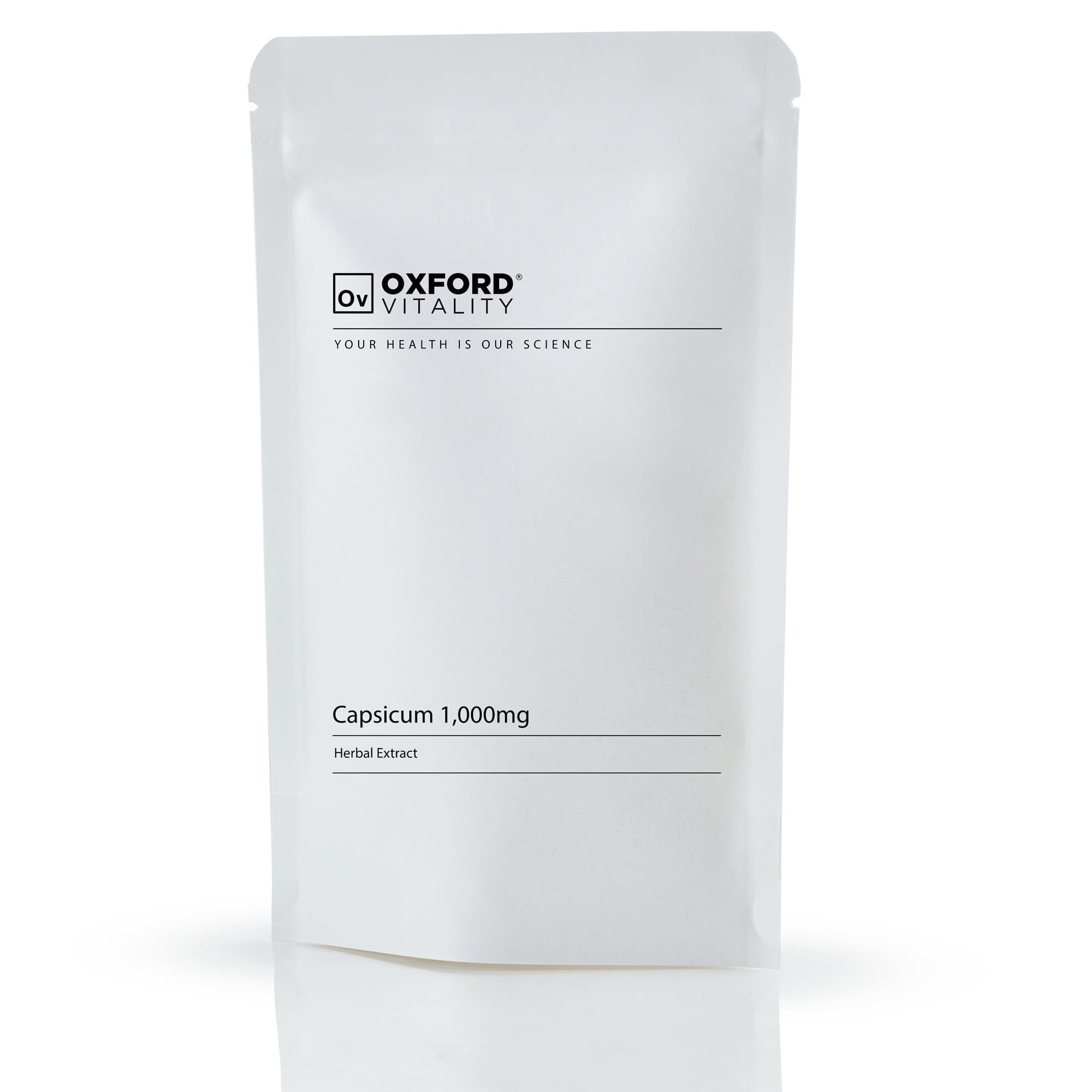 Capsicum Tablets | Max Strength 1000mg Supplement | Premium Chilli Pepper Extract | Vegan | UK Manufactured | Oxford Vitality