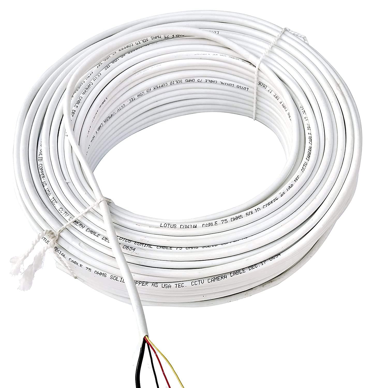 Sr Vision Cctv Camera Cable All-In-One Bnc Video And Power Cable Wire Cord For Cctv Camera 60 Meter - White