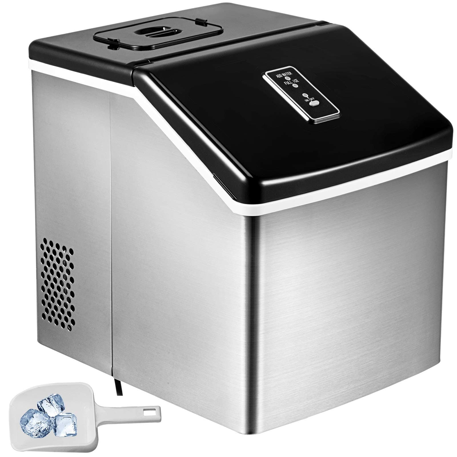 VBENLEM 28LBS 24H Portable Clear Ice Maker Auto Clear Cube Ice Making Machine with Control Panel Stainless Steel Countertop with Ice Scoop Suit for Domestic and Commercial Use