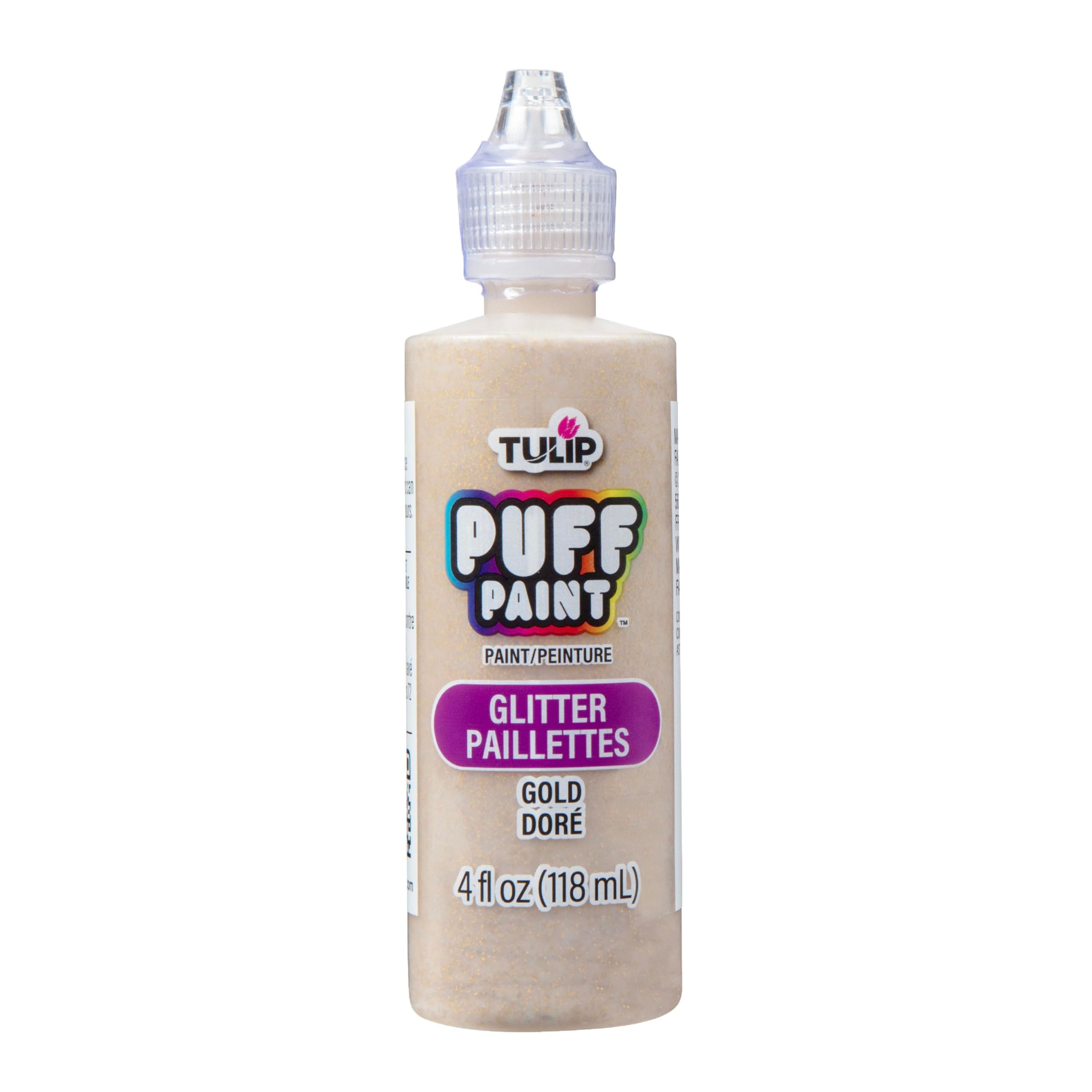 Puff Fabric Paint, Permanent Craft Paint for Clothes, DIY Projects, Notoxic, 4 fl oz, Glitter Gold
