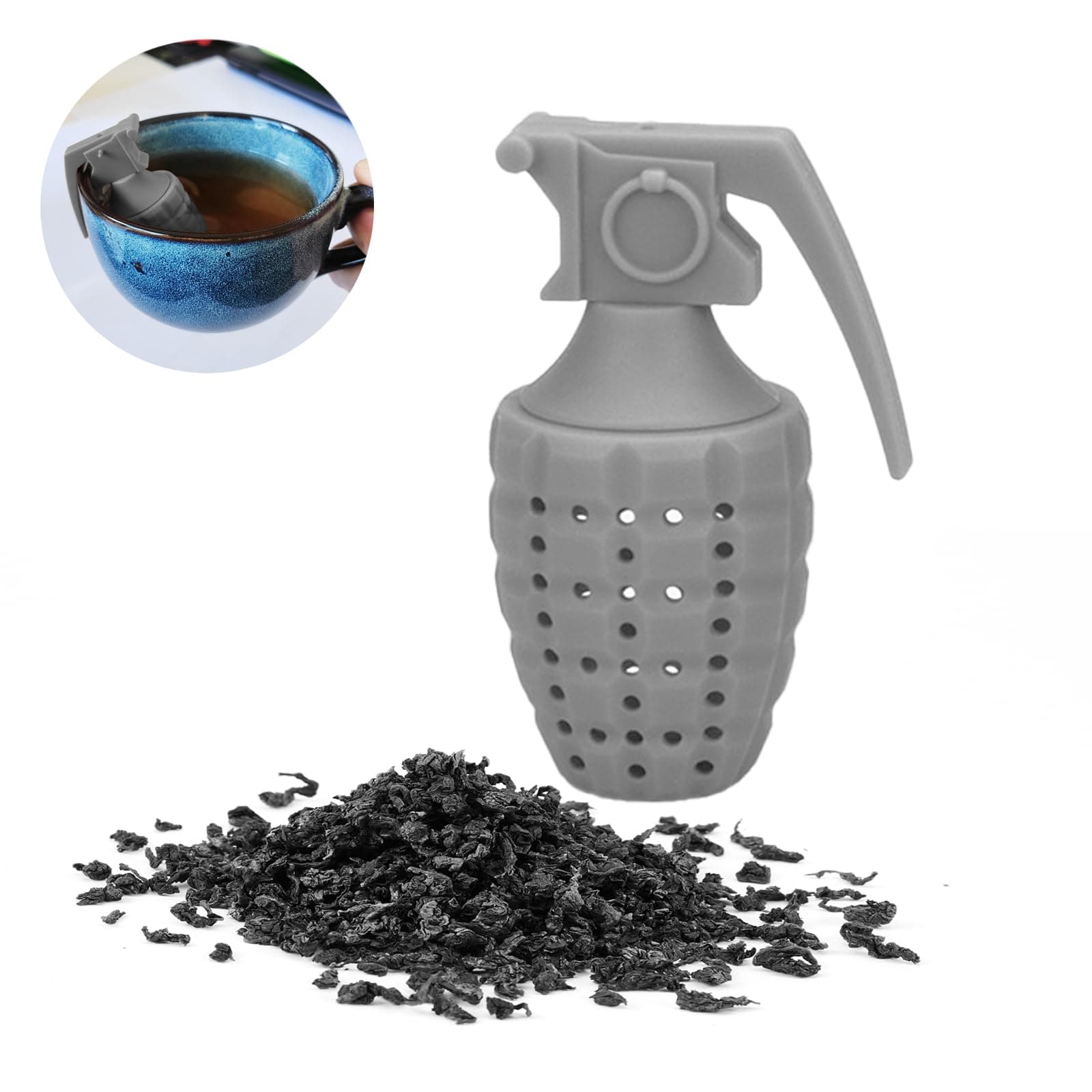 Fun Grenade Shaped Tea Infuser，Silicone Tea strainers for Loose Tea, Reusable Tea Bags for Loose Tea，Tea Accessories for Tea Lovers, Cute Tea Strainer