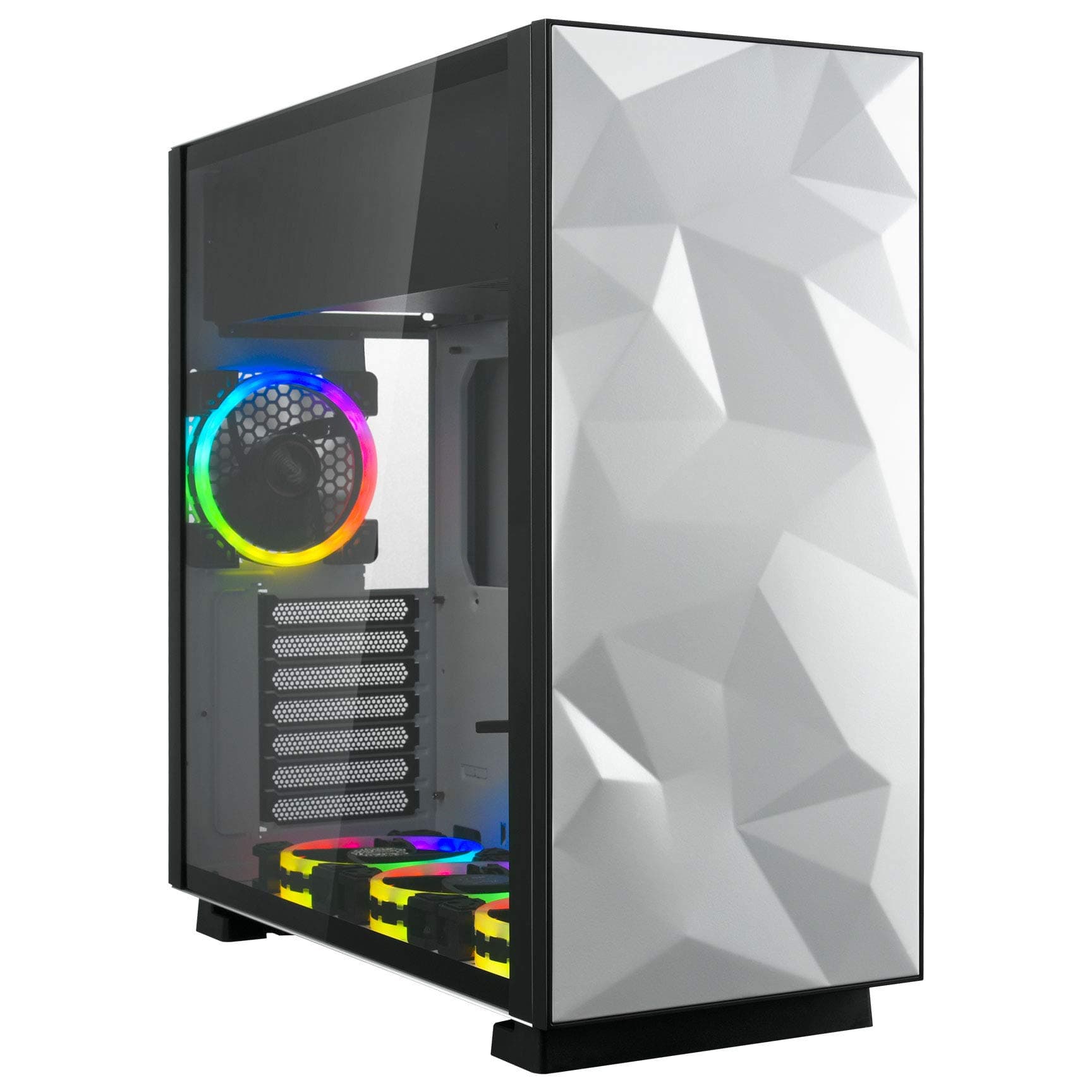 Rosewill ATX Mid Tower Gaming Computer Case with Tempered Glass and RGB Fans, Up to 240mm AIO and 440mm VGA Support, Sync with ASUS, MSI, and Gigabyte MOBO, Top Mount PSU & HDD/SSD - Prism S