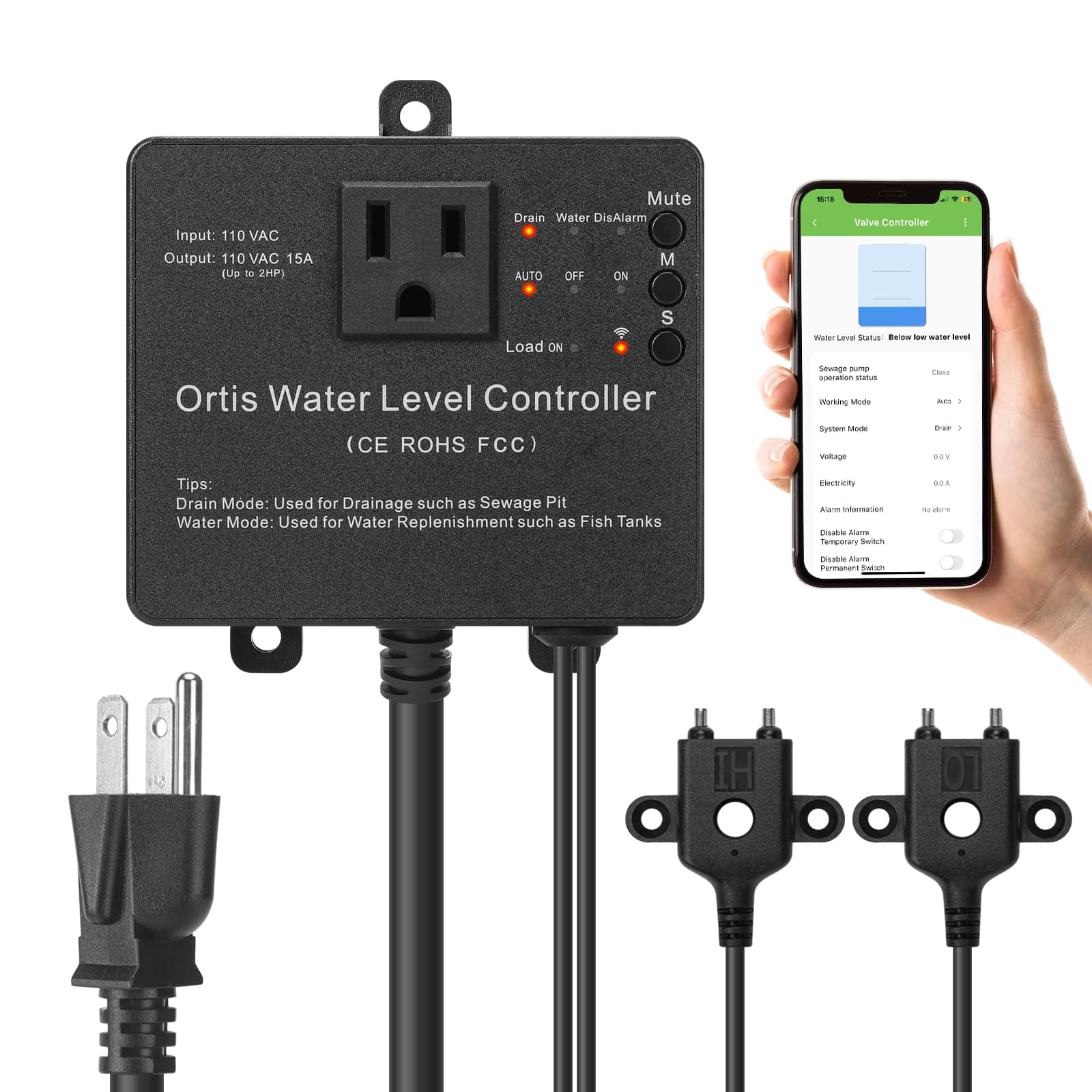 WiFi Sump Pump Controller and Alarm, Check Water Level Status, Timely Alerts for Pump Failures & Overload, Keep Your Basement Dry, Perfect for Sewage Pits, Submersible, Utility, Water Well Pumps