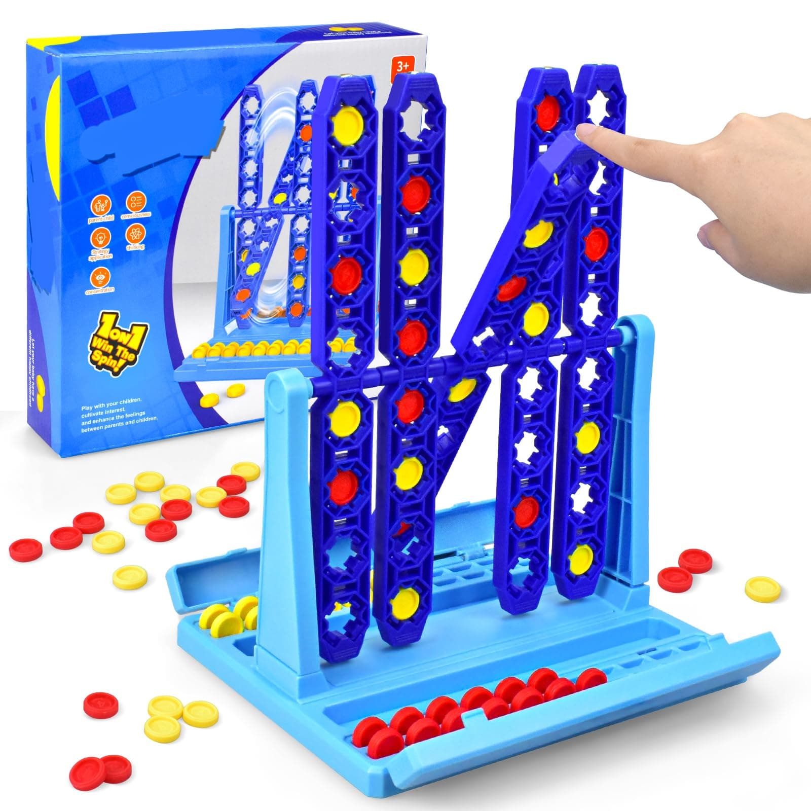 Spin Connect 4 Game | 2 Player Strategy Board Game | Frustration Free for Kids & Family | Ages 8+