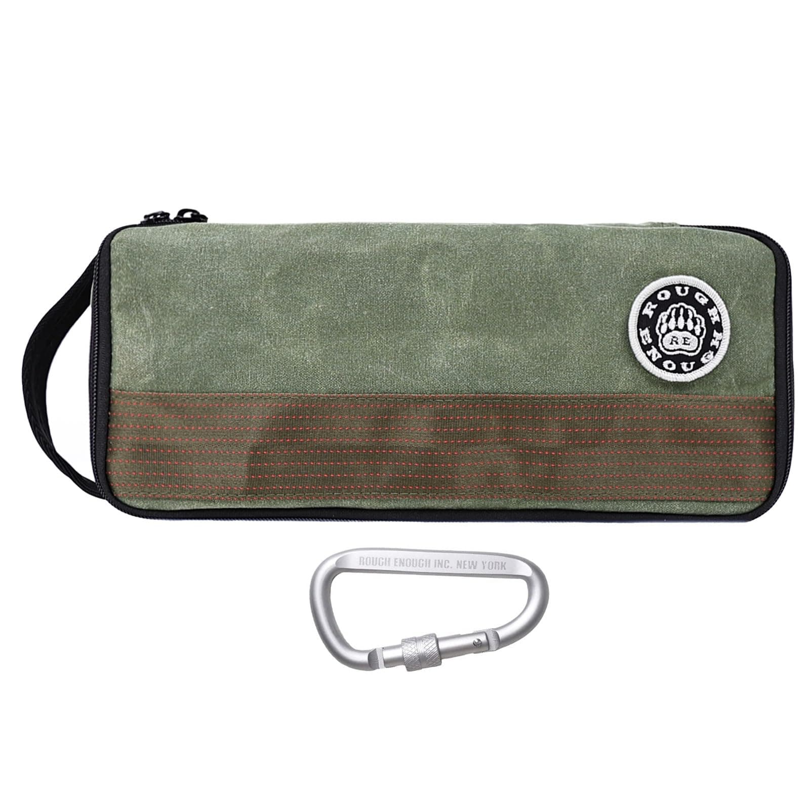 Rough Enough Small Tool Pouch Canvas Tool Bag Case with Handle, 12 Inch, YKK Zipper, Heavy Duty Fabric, Water Resistant, Padded Lining, Tactical Camping Gear, Green