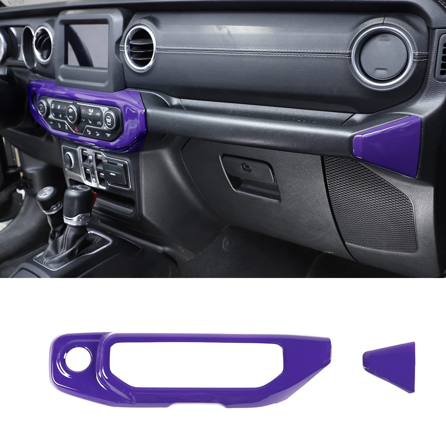 RT-TCZ for Jeep JL Center Dash AC Switch Panel Trim Cover Purple for Jeep Wrangler JL Gladiator JT 2018-2023 Purple Interior Accessories 2pcs