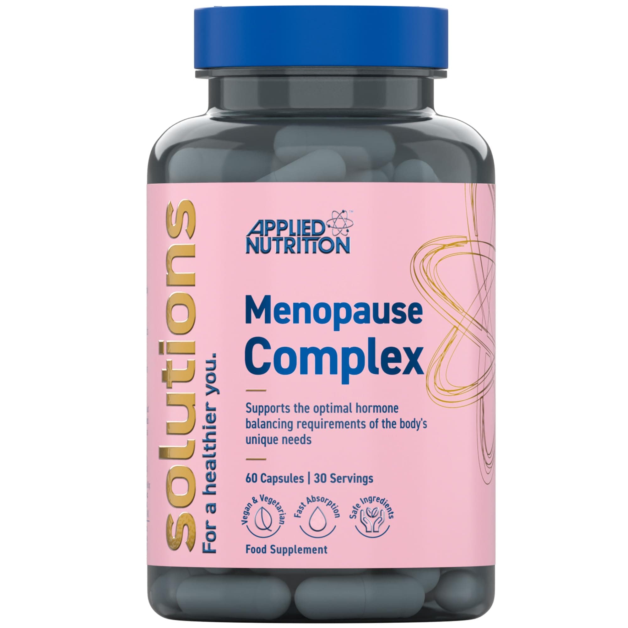 Applied Nutrition - Solutions - Menopause Complex - Vegan Capsules with Natural Hormonal Support - Best Fatigue Relief - Best Immune Support - Enhances Hormonal Balance - (60 Capsules – 30 Servings)