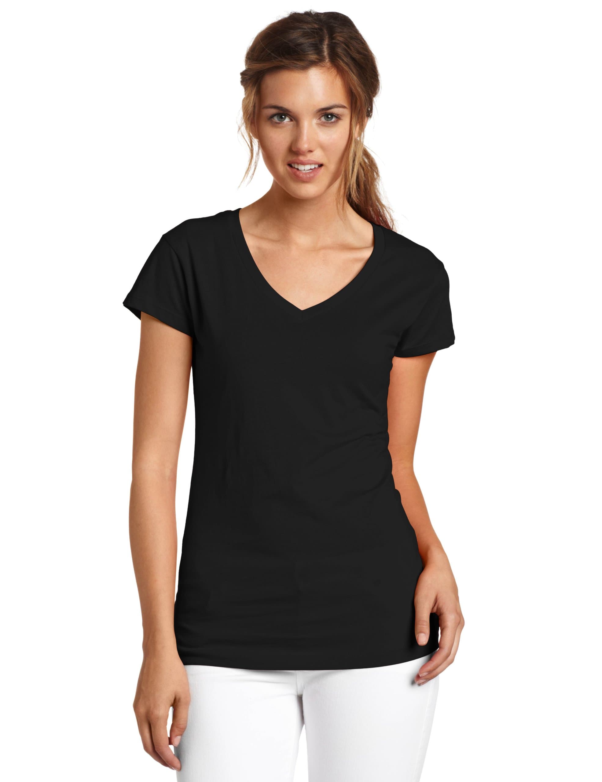 Dickies Girl Juniors Solid Cap Sleeve V-Neck Tee