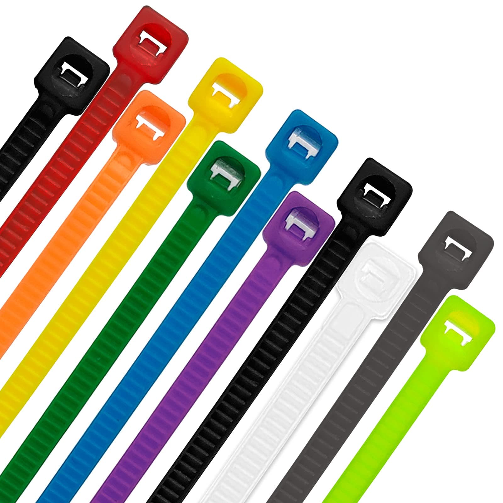 8 Inch 500pcs Colored Zip Ties 20lb Strength, Multi-Purpose Cable Ties
