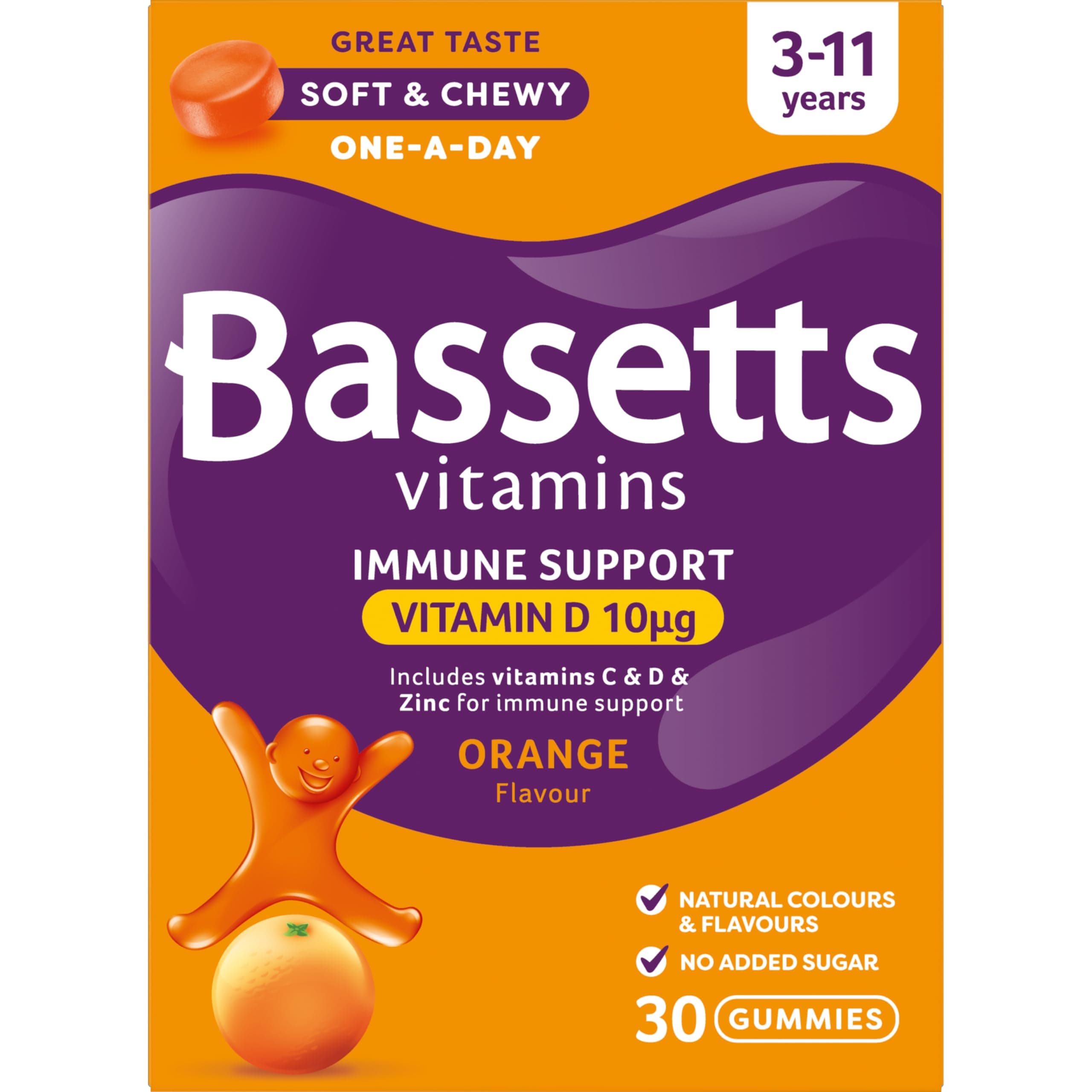 Bassetts Vitamins 3-11 Years Orange Flavour Immune Support 30 Gummies
