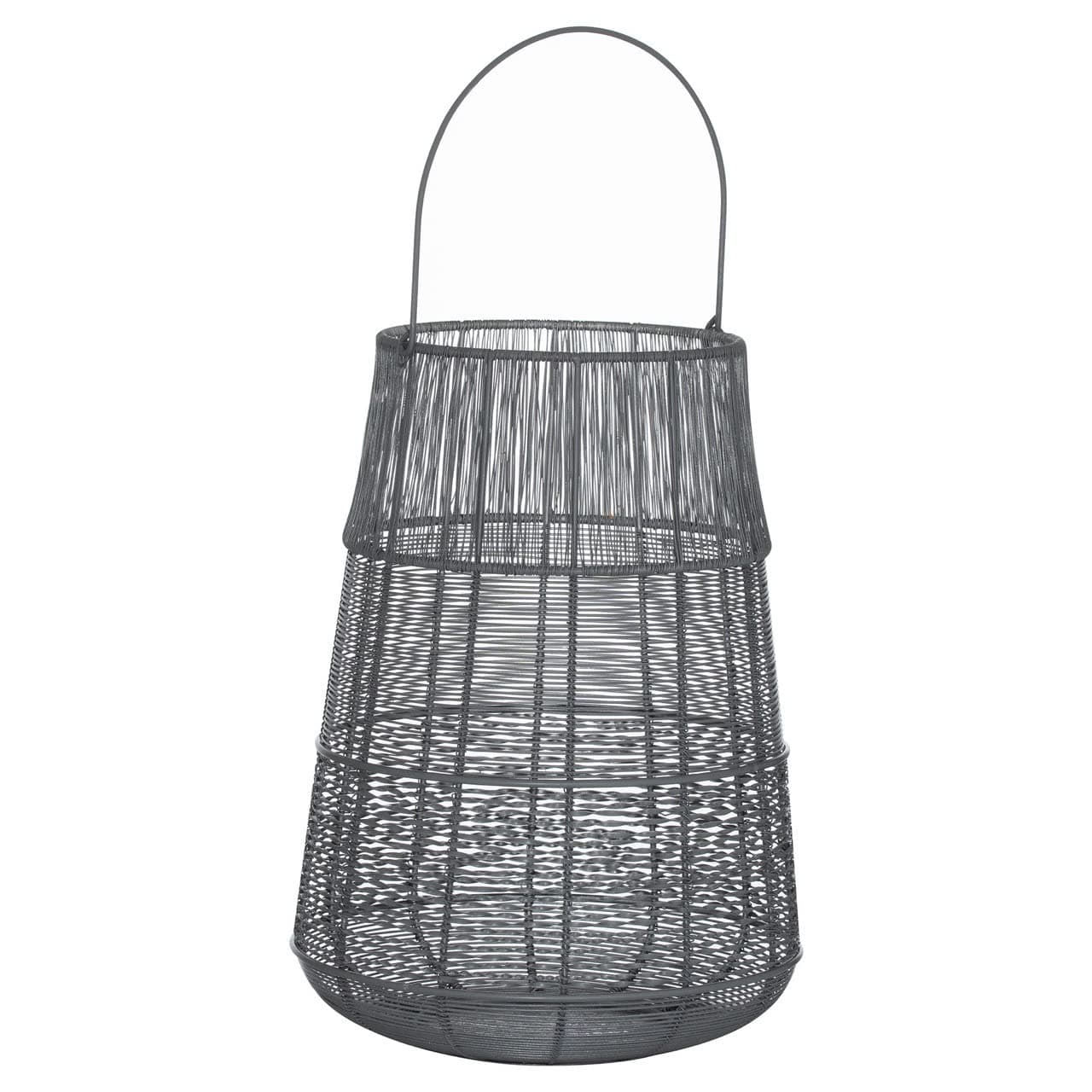 Hill InteriorsLarge Wire Silver and Grey Glow-ray Conical Lantern, Metal, Mixed