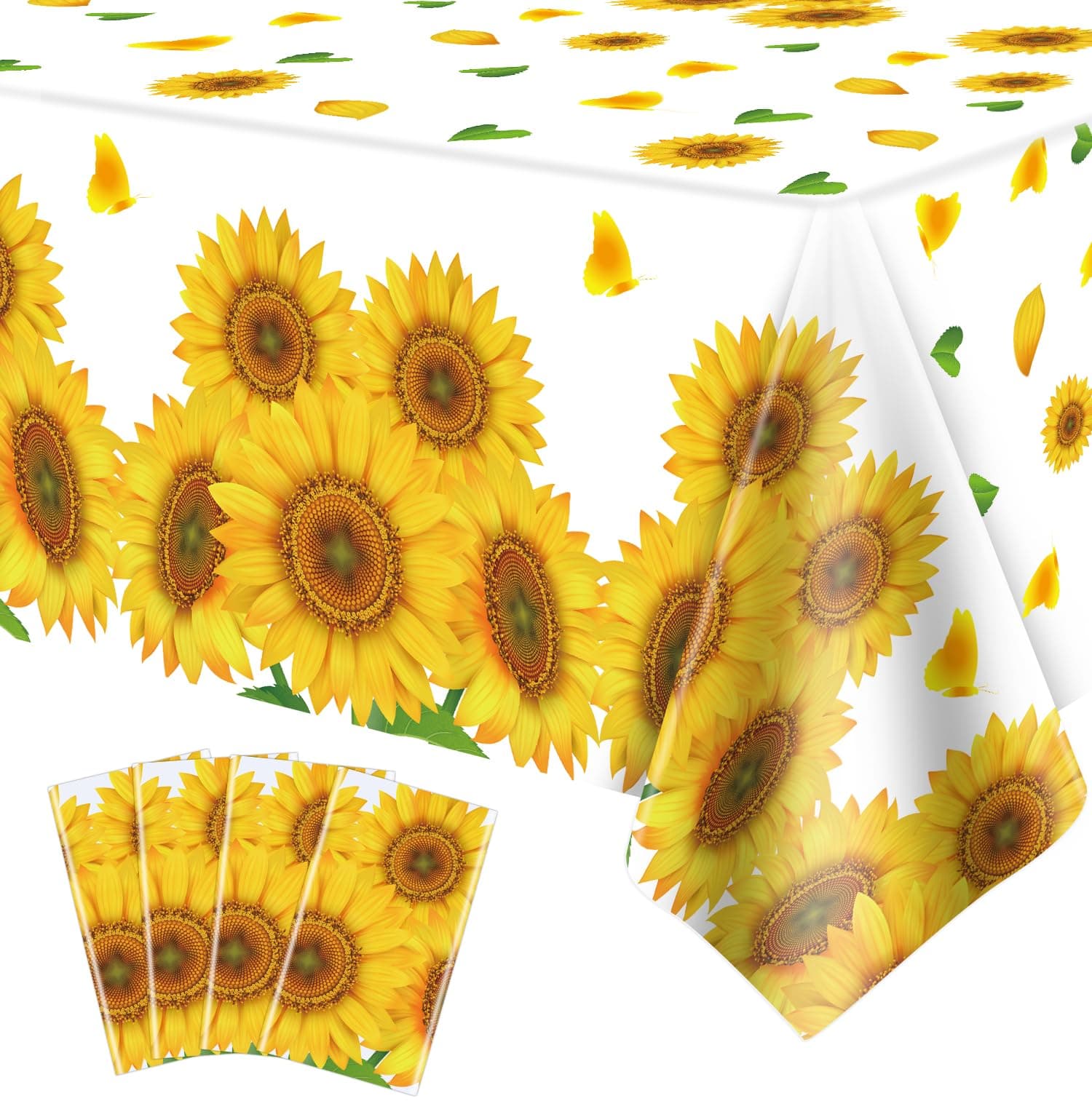 4 Pack Sunflower Tablecloth 51 x 86 Inch Plastic Rustic Sunflower Tablecloth Sunflower Party Tablecloth Sunflower Birthday Party Table Cloth Sunflower Table Covers for Indoor Outdoor Party Decorations