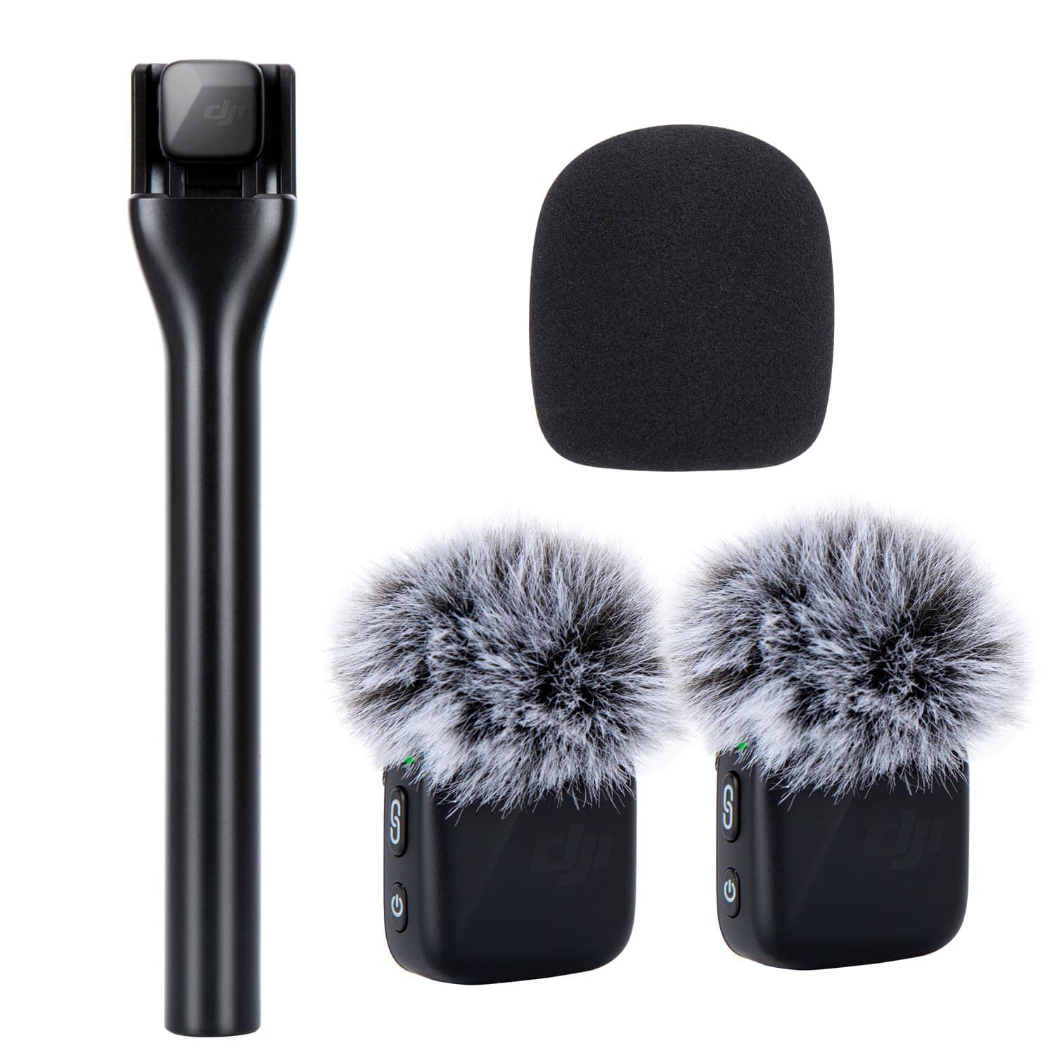 SUNMON Handheld Wireless Mic Stand for DJI Mic Mini with Pop Filter, Holder for Microphone, Interview Handheld Mount Adapter for DJI Mini (Handheld with 3 Pop Filter)