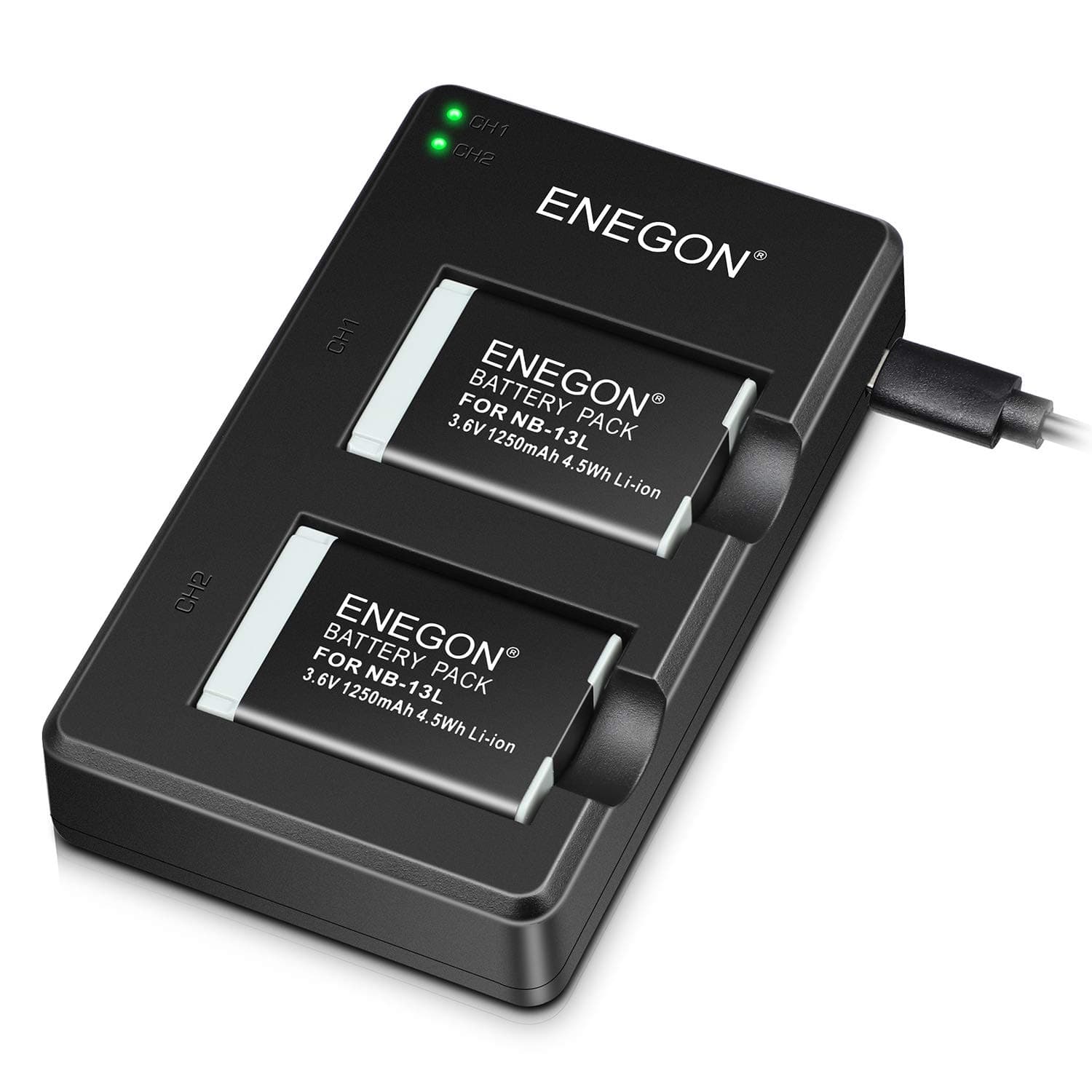ENEGON NB-13L Replacement Battery Pack (2 Packs) and Dual USB Charger for Canon PowerShot G5X, G7X, G7X II, SX720, SX730, SX740, SX620, G1X III, G9X, G9X II Cameras