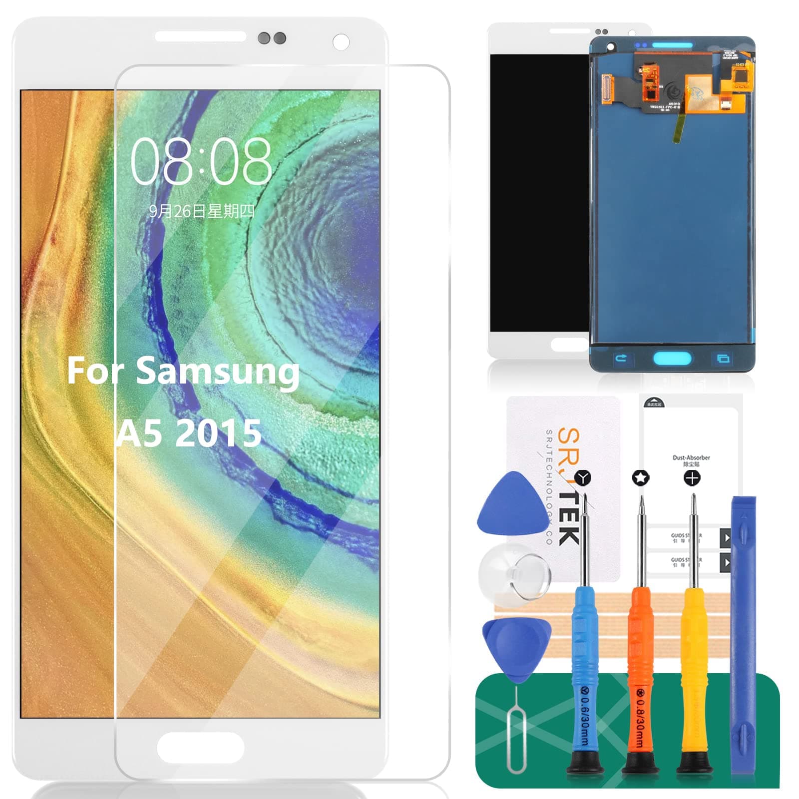 SRJTEK LCD Screen Replacement for Samsung Galaxy A5 2015 A500 A500F A500M A500FU A5000 TFT LCD Display Touch Digitizer Glass Assembly Kits,(Not origianl AMOLED),White
