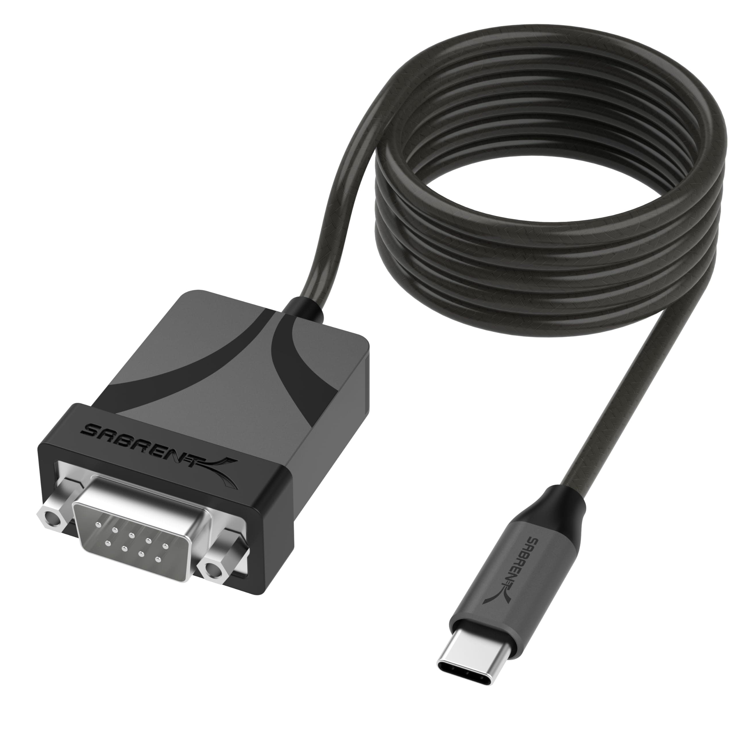 SABRENT USB-C to DB9 Serial RS-232 Adapter Cable, Prolific PL2303GS Chipset, USB 2.0, 1bps-12Mbps Baud Rate, for POS Terminals, Modems, GPS, Industrial Devices 180cm (CB-D9C6)