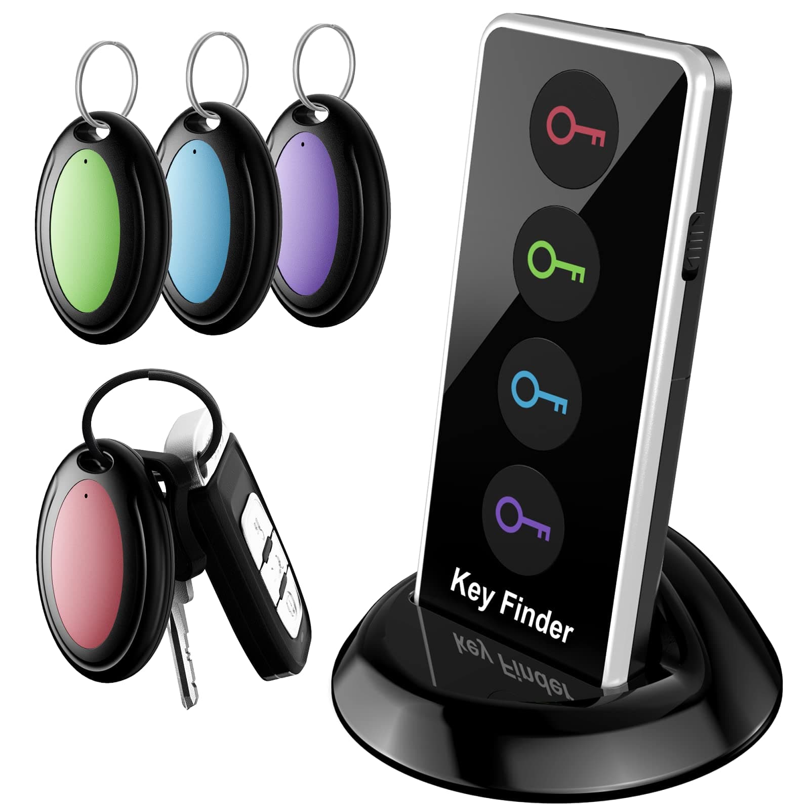 Lost Remote Finder With LED Light - 131ft Range Key Locator With 4 Retriever Tags - Making Noise Device for Keys and Remote Control