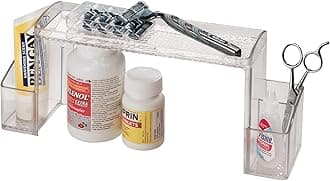 iDesign Med+ Bathroom Storage Unit, Free-Standing Plastic Shelf for Medicine, Supplements and Bathroom Accessories, Clear