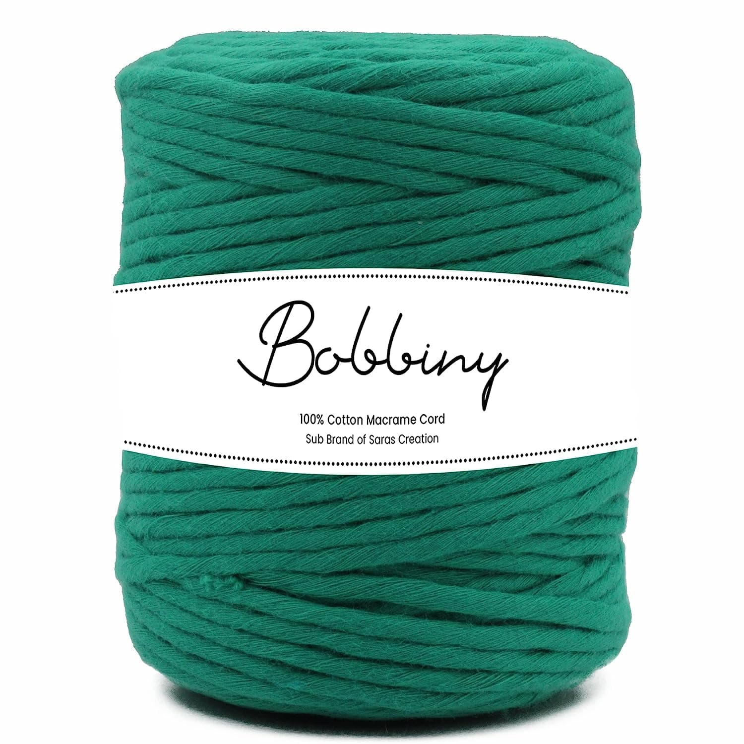 BOBBINY | Single Strand Cotton Macrame Cord Thread Rope for Crafts, Macrame DIY and Other Projects | Teal Green | 4mm, 100 Meter