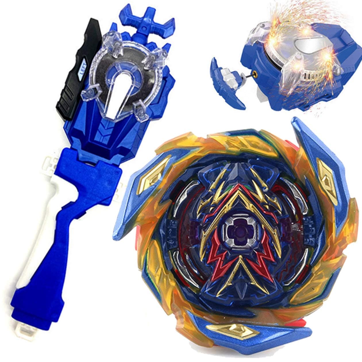 Sparking String Launcher Lr Grip Starter Set God Bey Battle Super King Booster B-163 Brave Valkyrie.Ev'2A Bey Burst Evolution Turbo Blades Battling Tops Gaming Spinning Toy Gift for Boys Kids