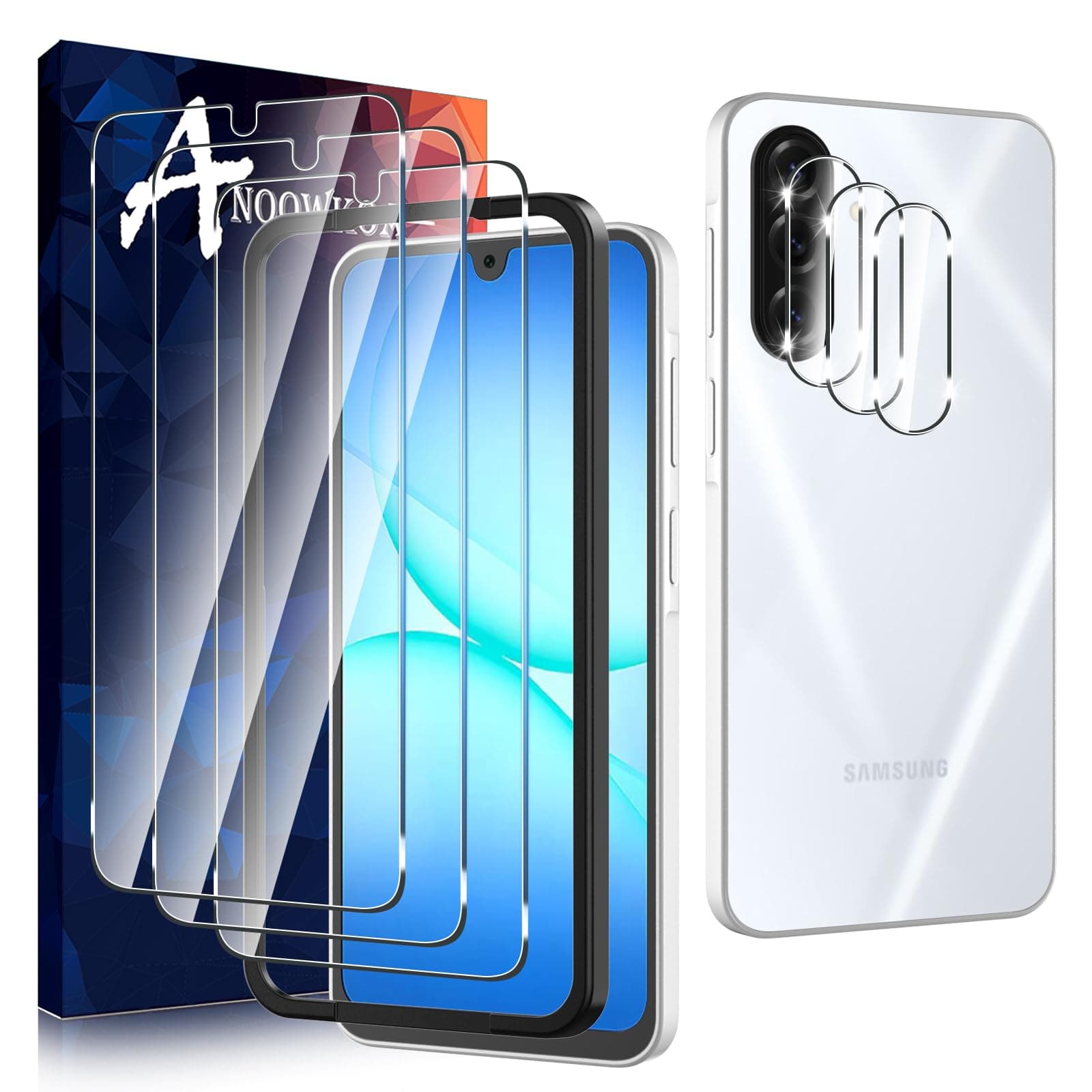 3 Pack for Samsung Galaxy A17 5G Screen Protector + [3 Pack] Galaxy A17 Camera Lens Tempered Glass Protector.9H Hardness.Support Fingerprint Unlock.Bubble-Free.Easy Installation
