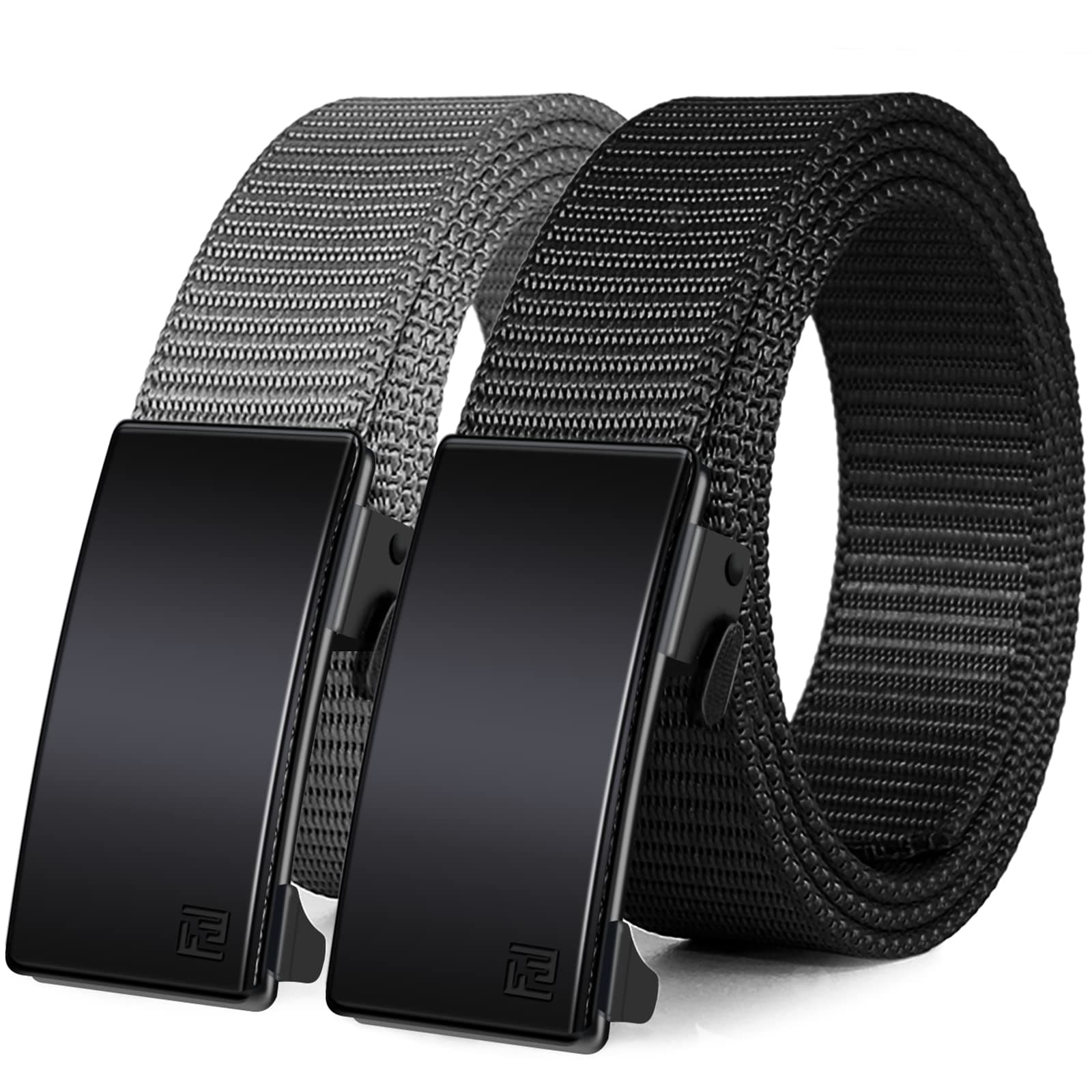 2 Pack Ratchet Belts for Men – Nylon Web Belts with Quick Release Buckle for Golf Work Casual Tactical Use