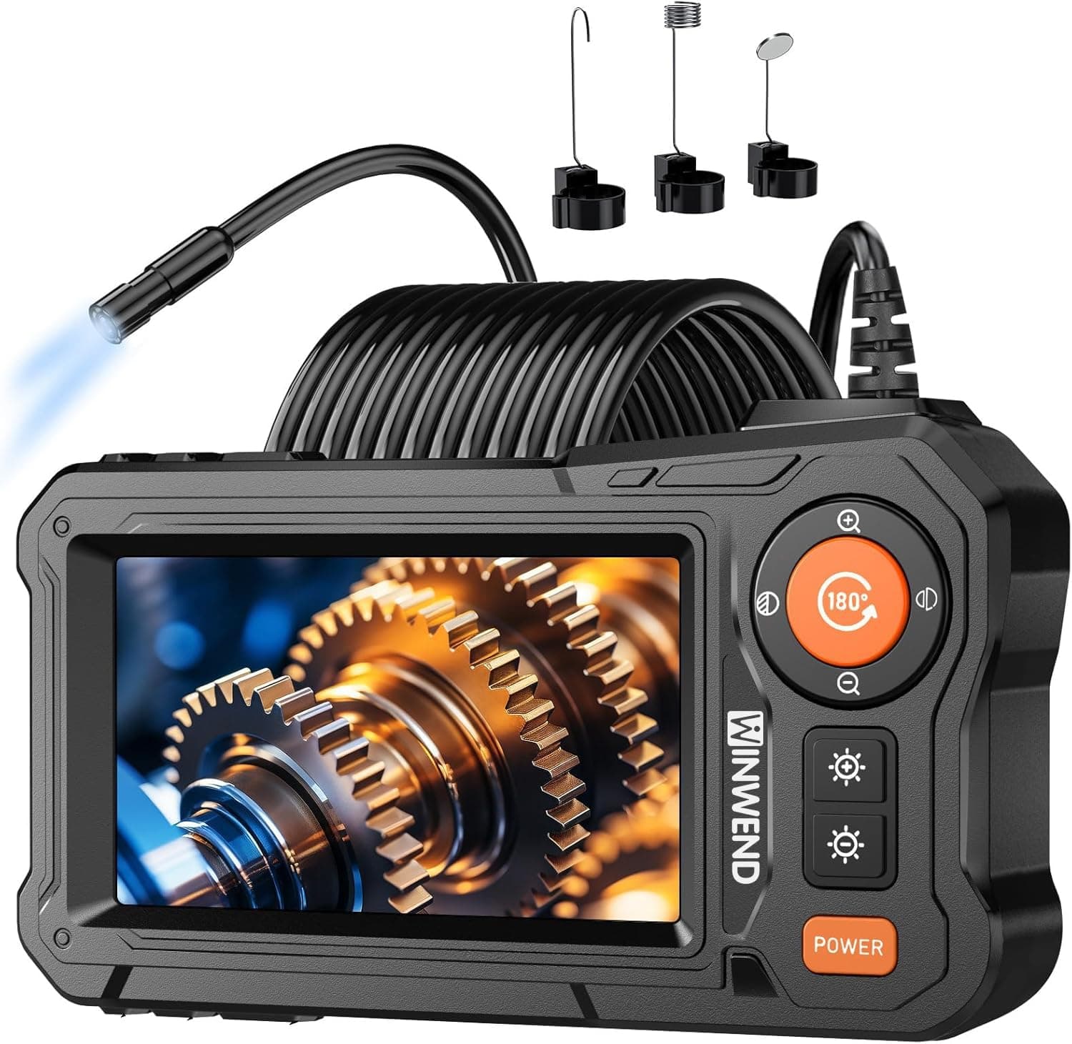 Endoscope Camera with Light - 4.3" LCD Screen Inspection Camera | IP67 Waterproof Borescope with 8 Adjustable LED Lights | HD 1080P Endoscope Camera with 16.5ft Semi-Rigid Cord Gadgets for Men