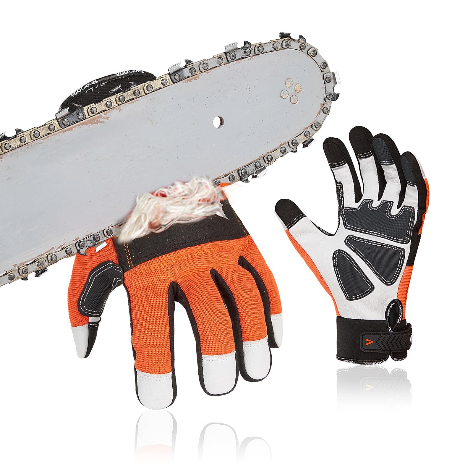 1Pair Chainsaw Gloves, 12-Layer Chainsaw Protection on Left Hand Back,Goat leather Work Gloves, Mechanic Gloves