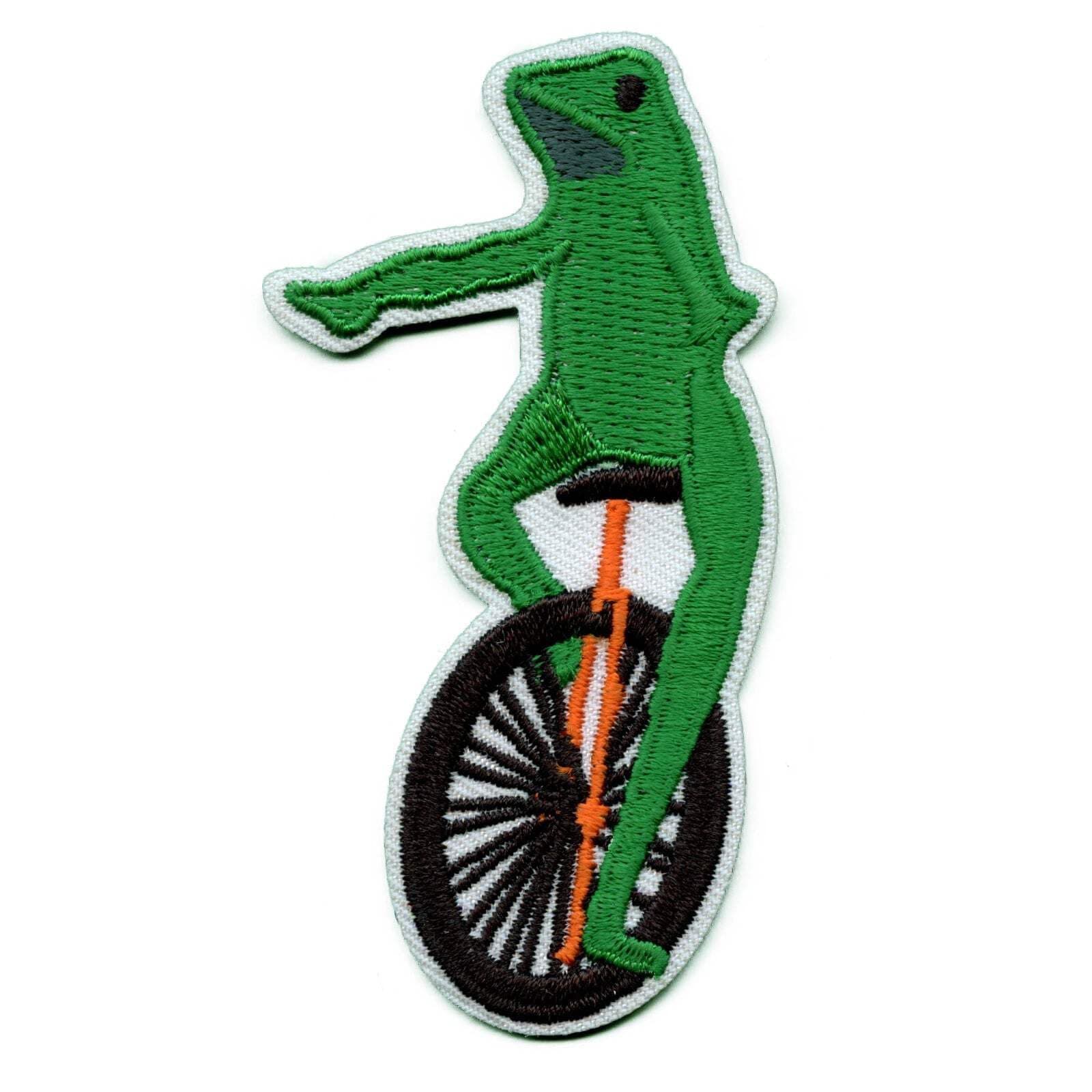 Its Dat Boi Frog Patch Unicycle Meme Iron On Embroidered